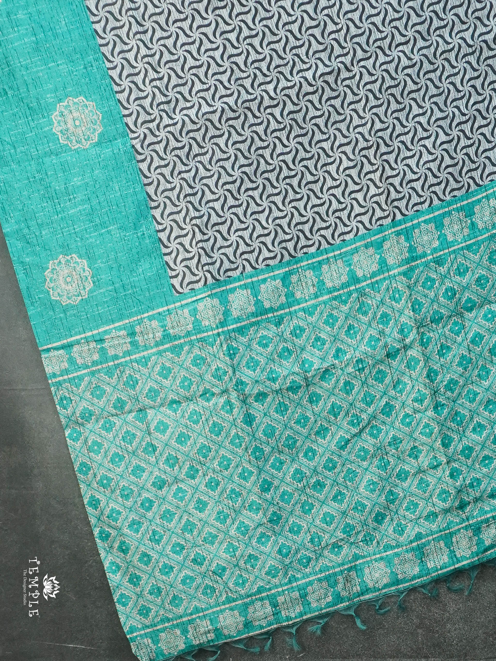 Printed Tussar Silk Saree | TTDS3076