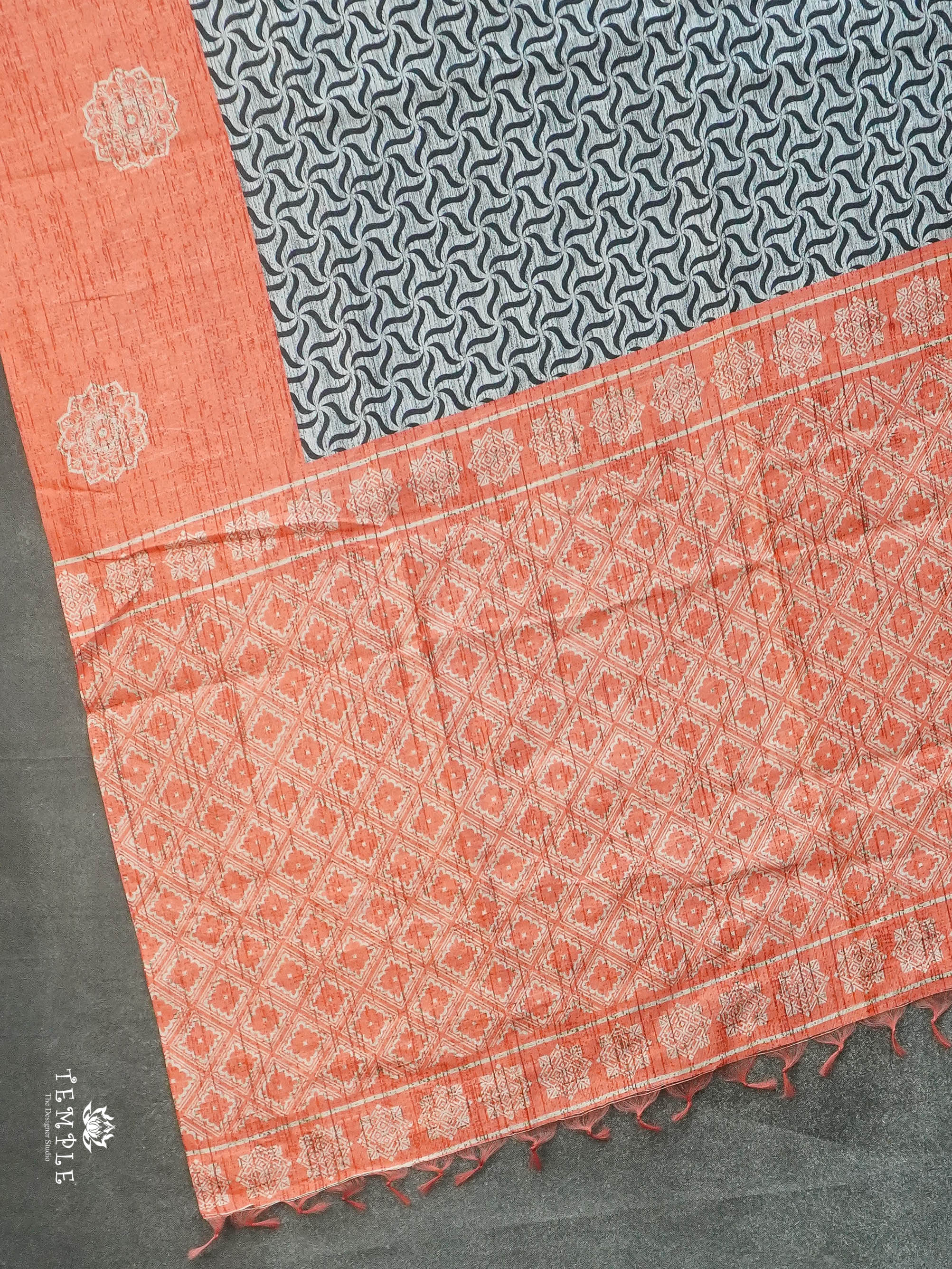 Printed Tussar Silk Saree | TTDS3076