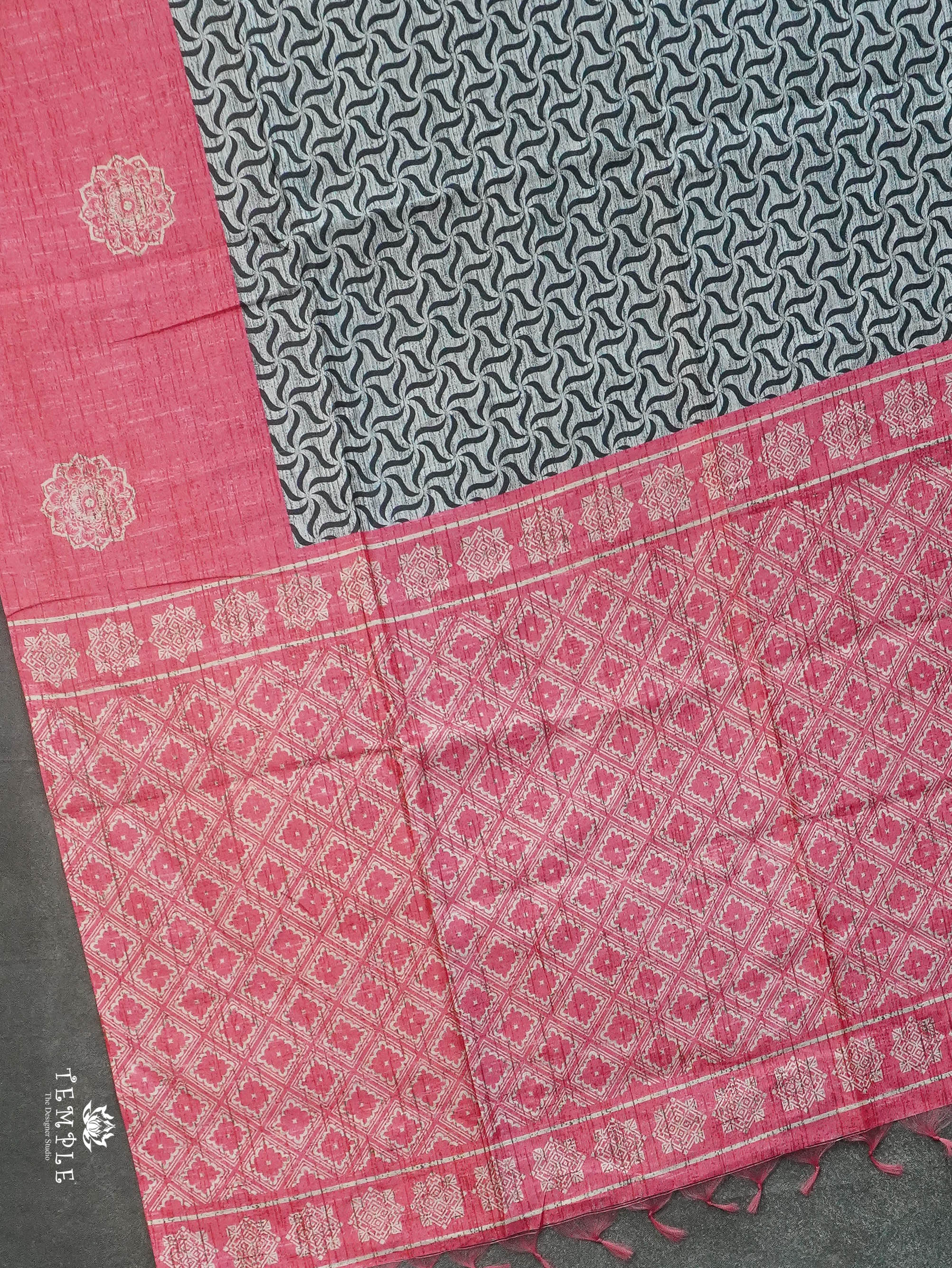 Printed Tussar Silk Saree | TTDS3076