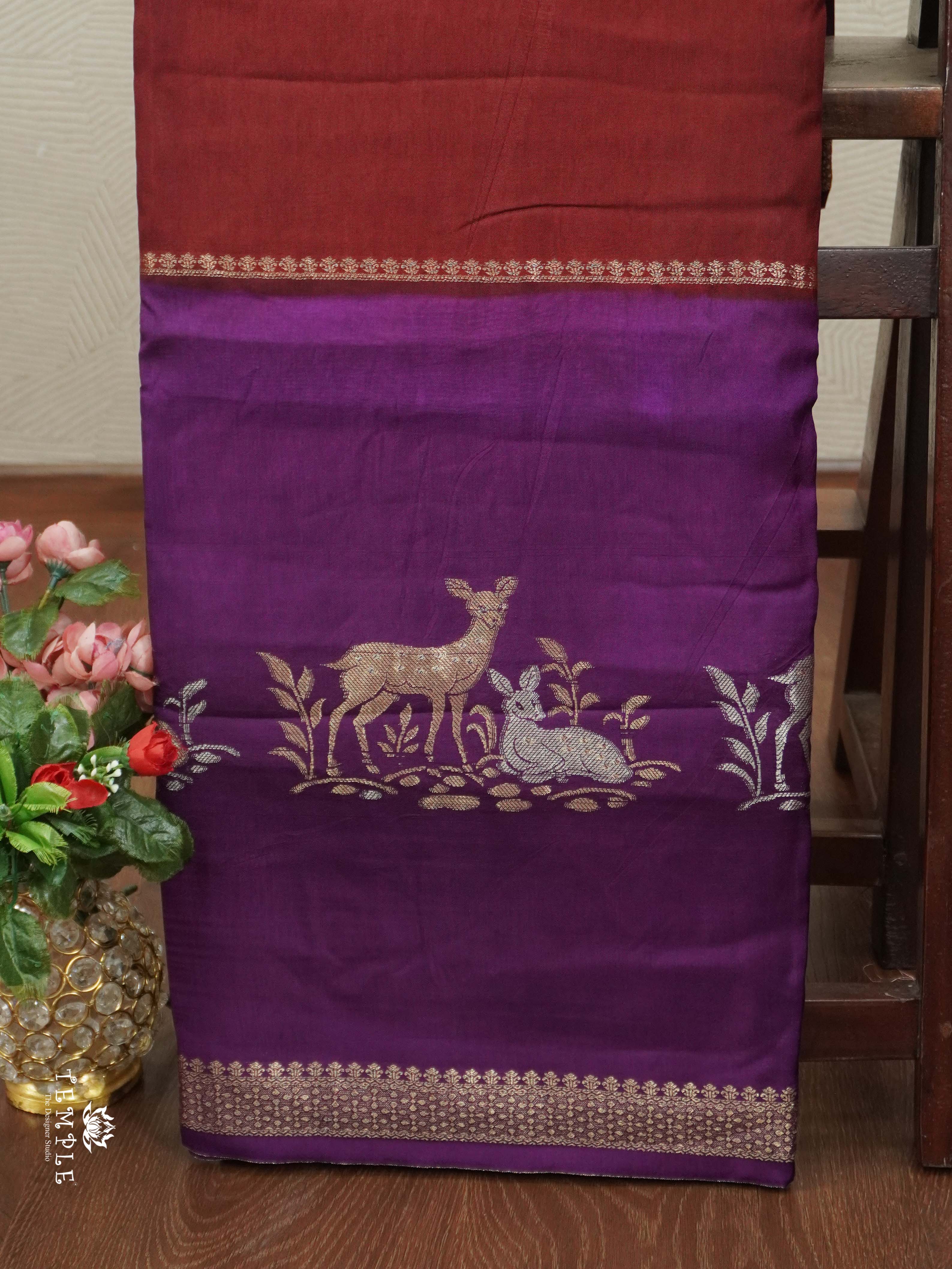 Warm Silk Saree With Deer Motif | TTDS2597