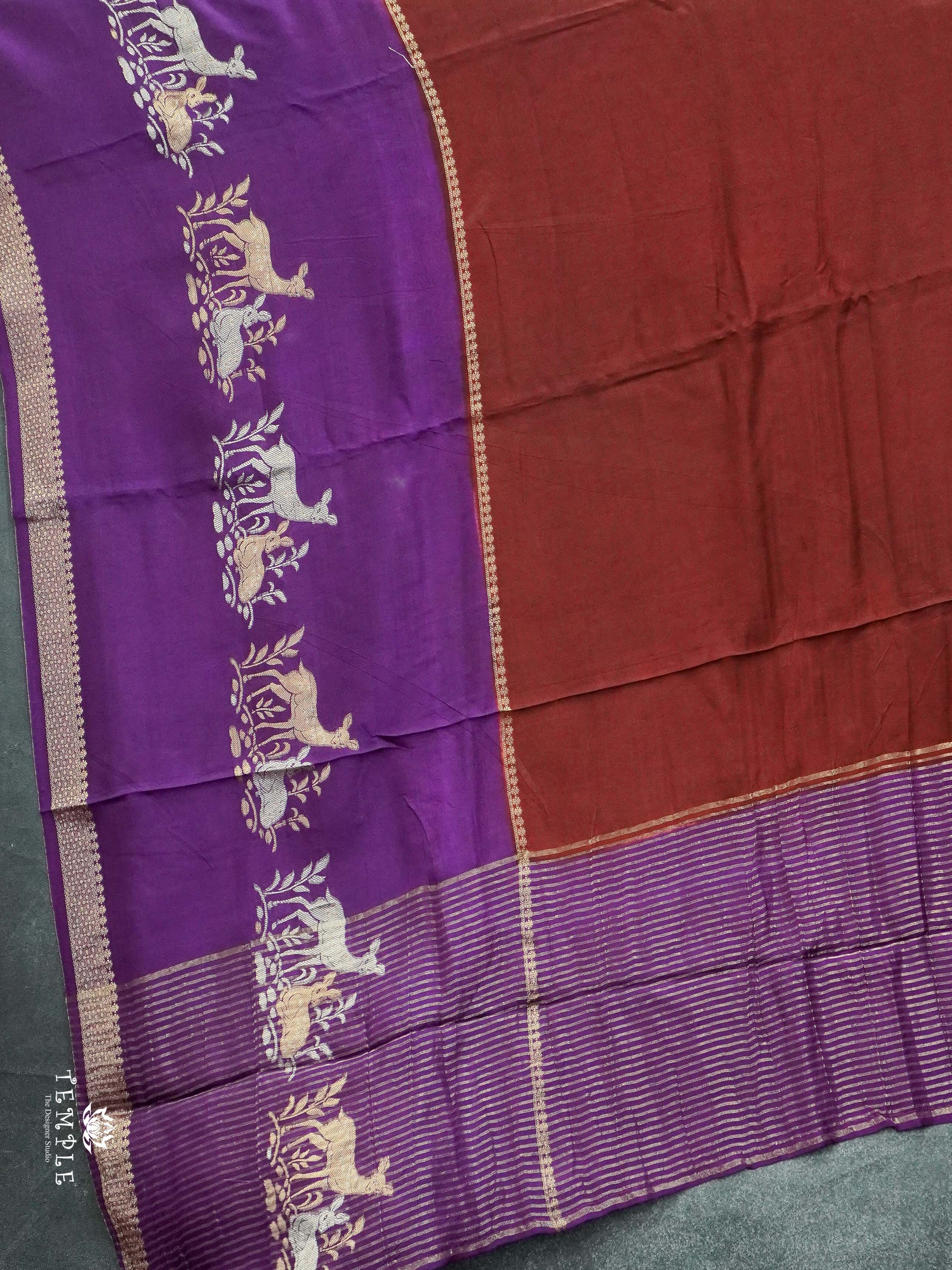 Warm Silk Saree With Deer Motif | TTDS2597