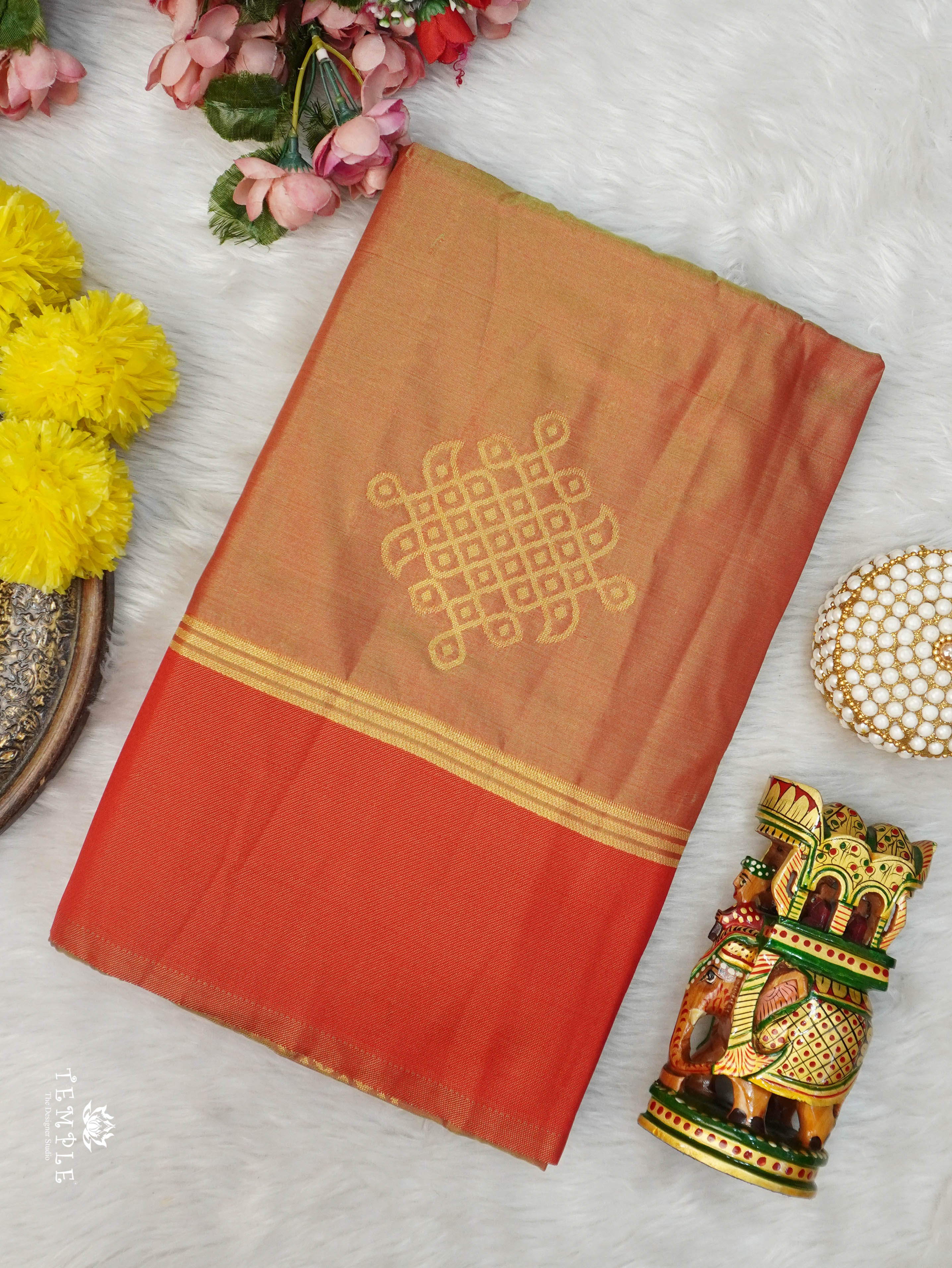 Semi Silk Saree With Kolam Designs | TTDS3081