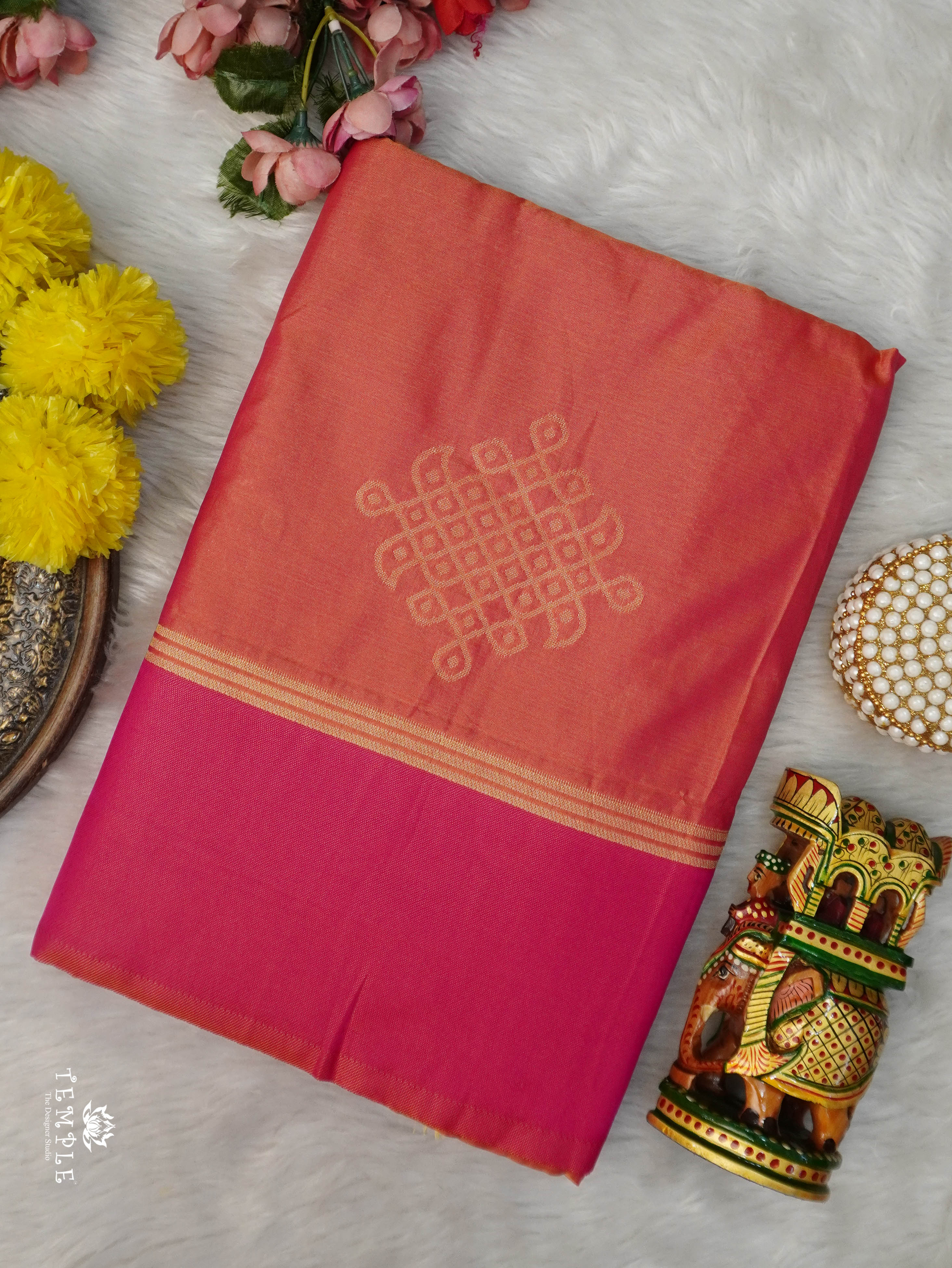 Semi Silk Saree With Kolam Designs | TTDS3081