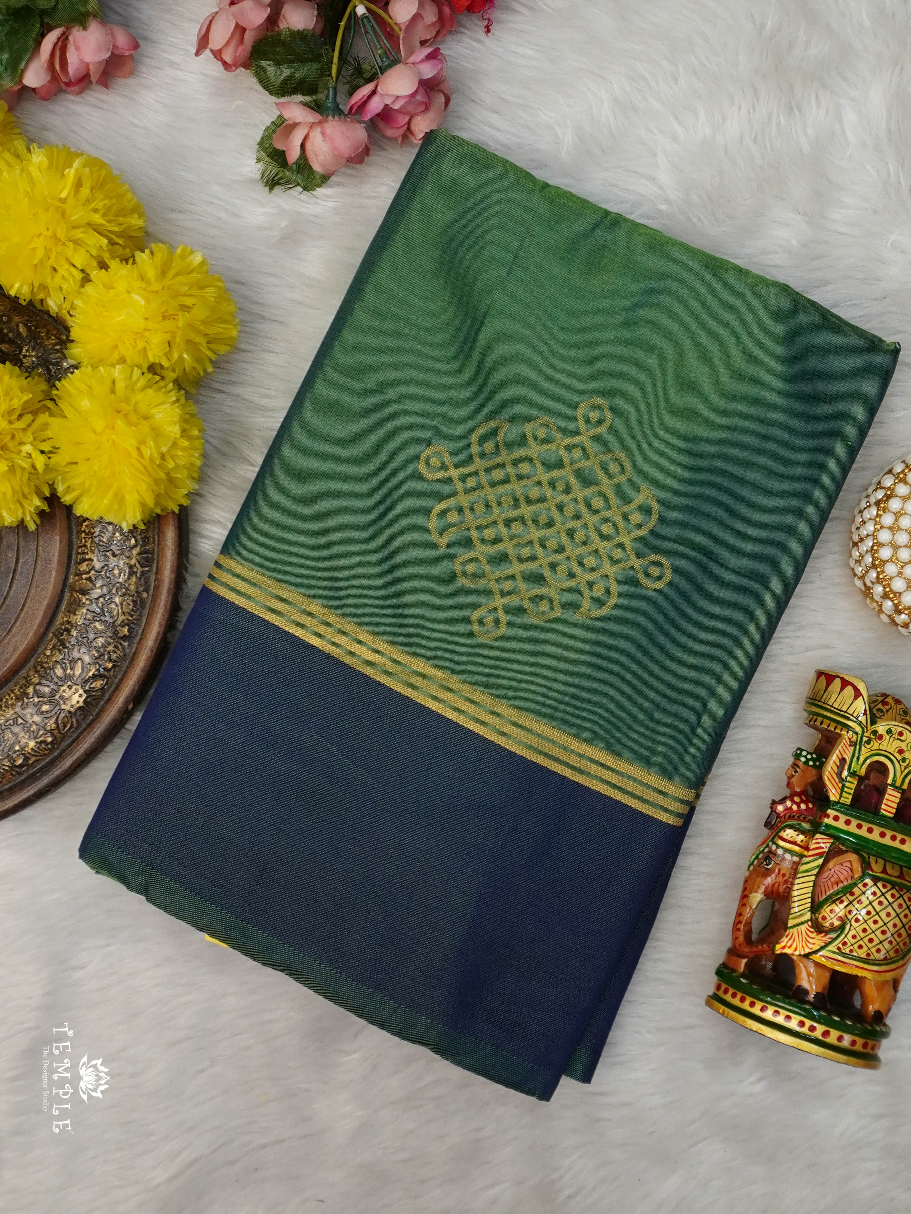 Semi Silk Saree With Kolam Designs | TTDS3081