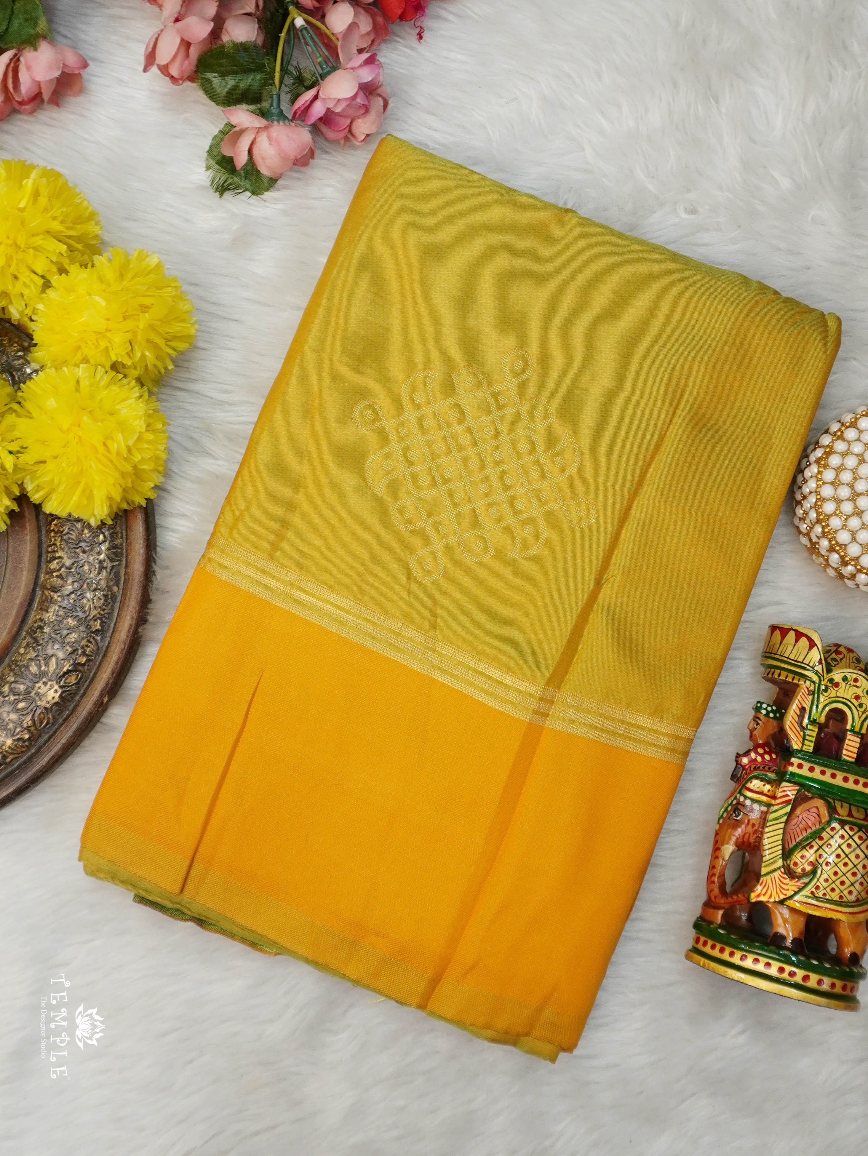 Semi Silk Saree With Kolam Designs | TTDS3081
