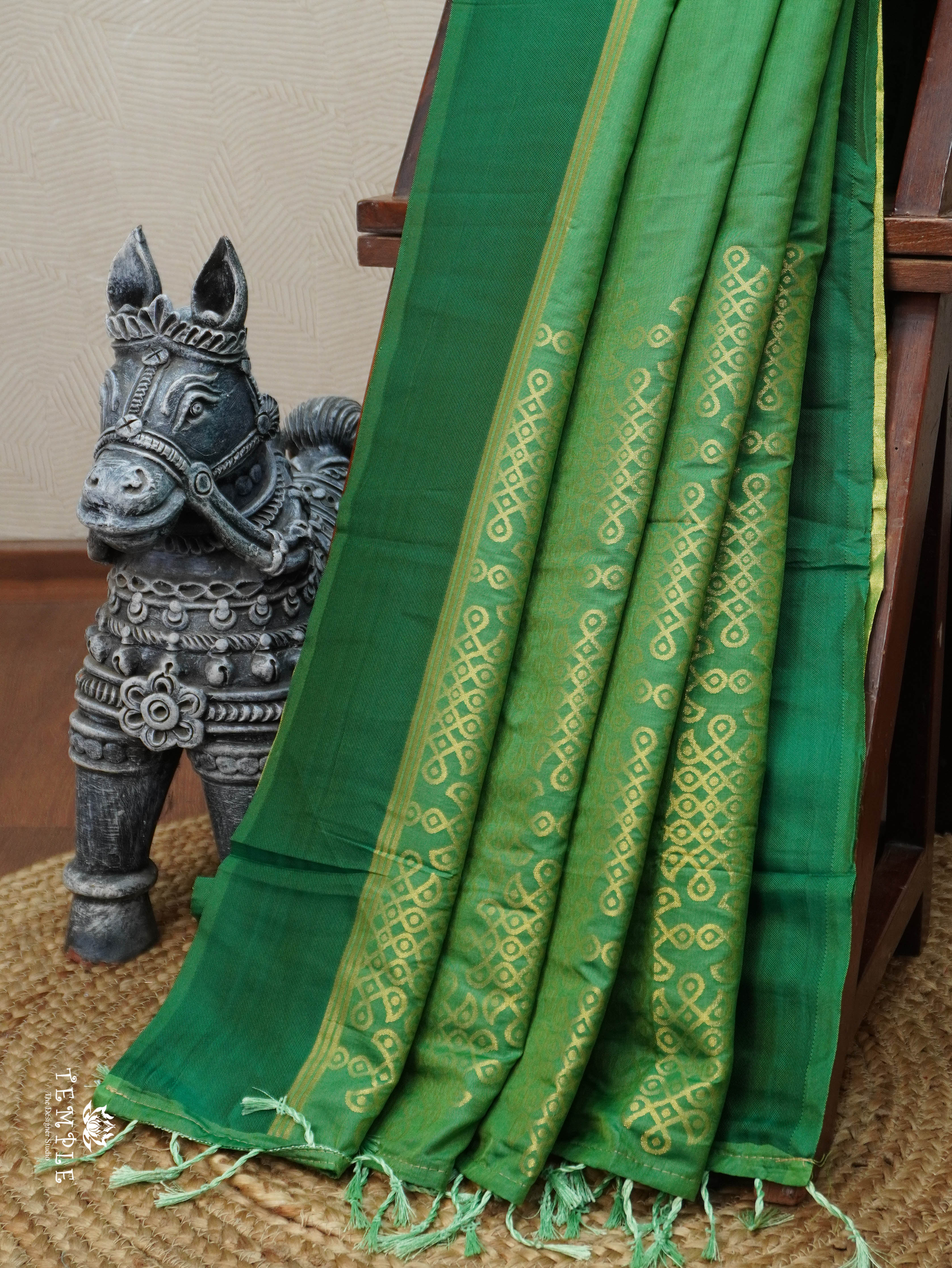 Semi Silk Saree With Kolam Designs | TTDS3081