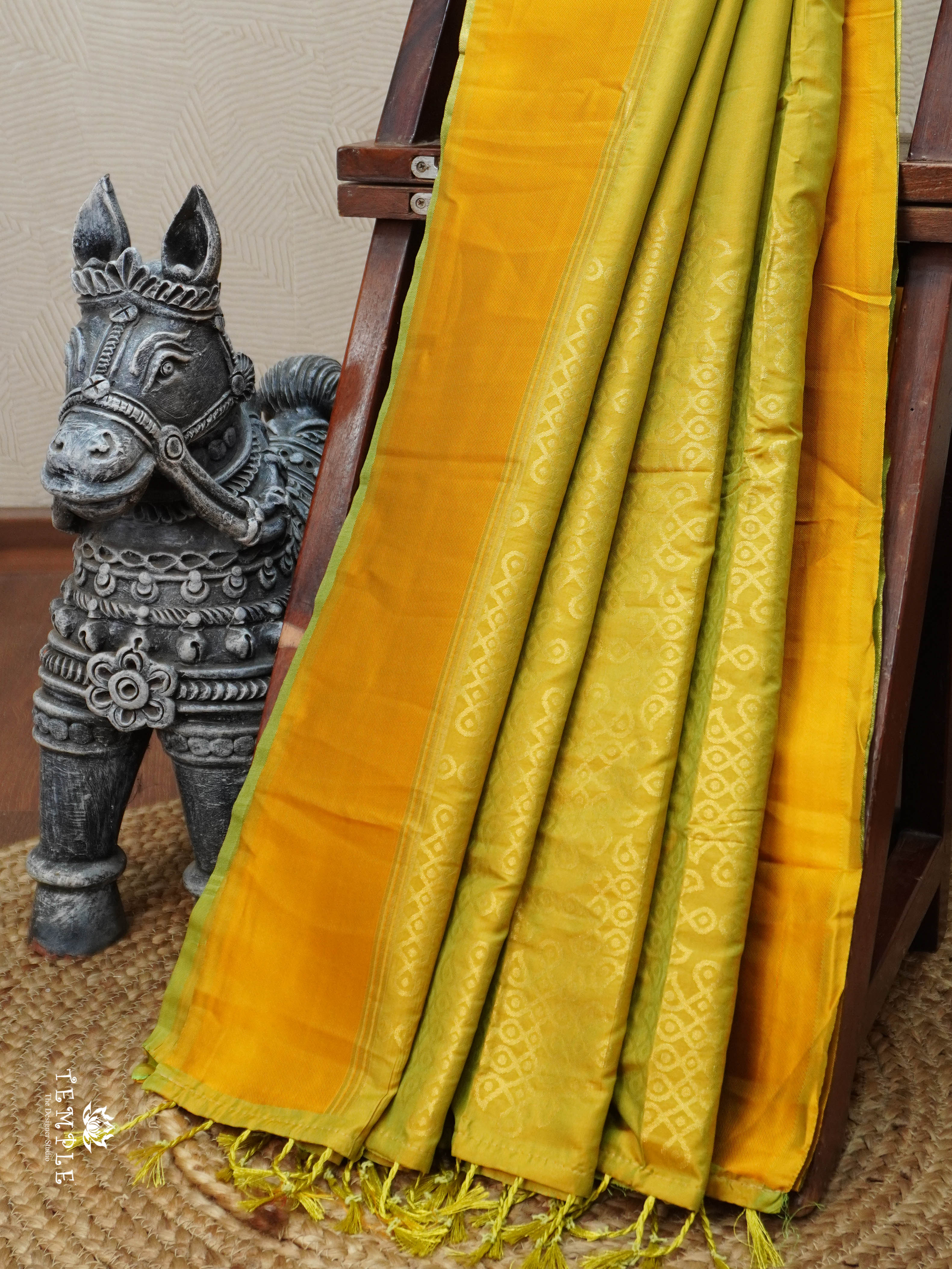 Semi Silk Saree With Kolam Designs | TTDS3081