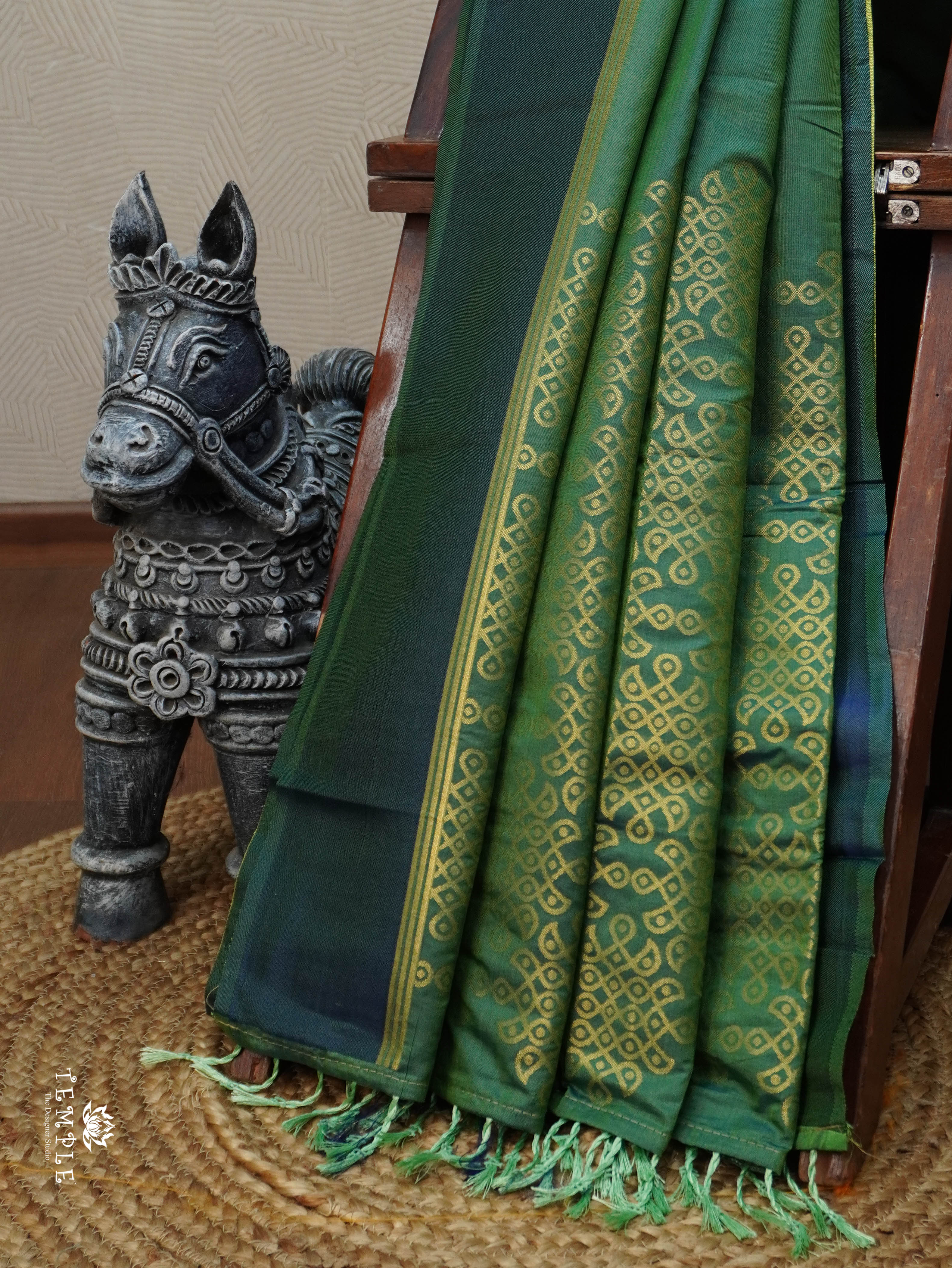 Semi Silk Saree With Kolam Designs | TTDS3081