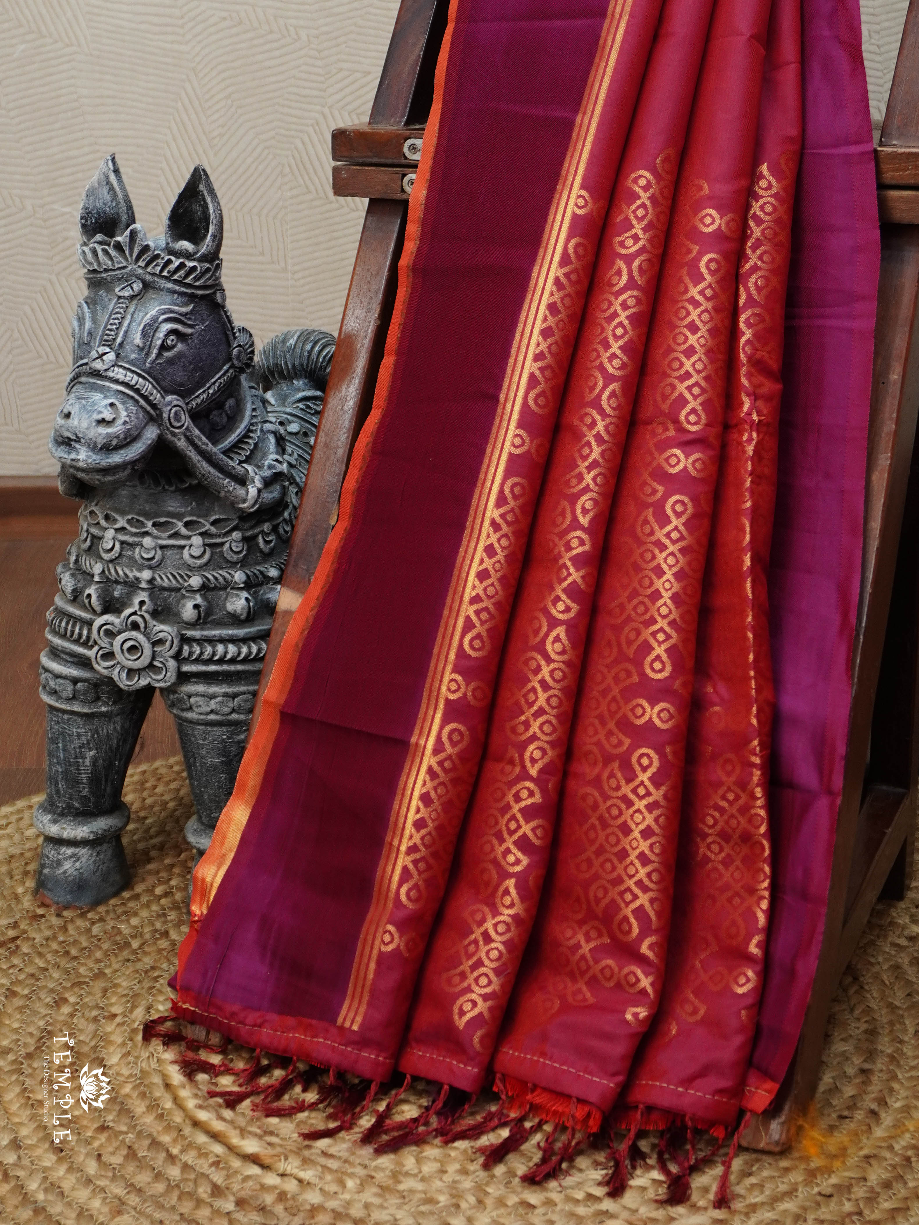 Semi Silk Saree With Kolam Designs | TTDS3081