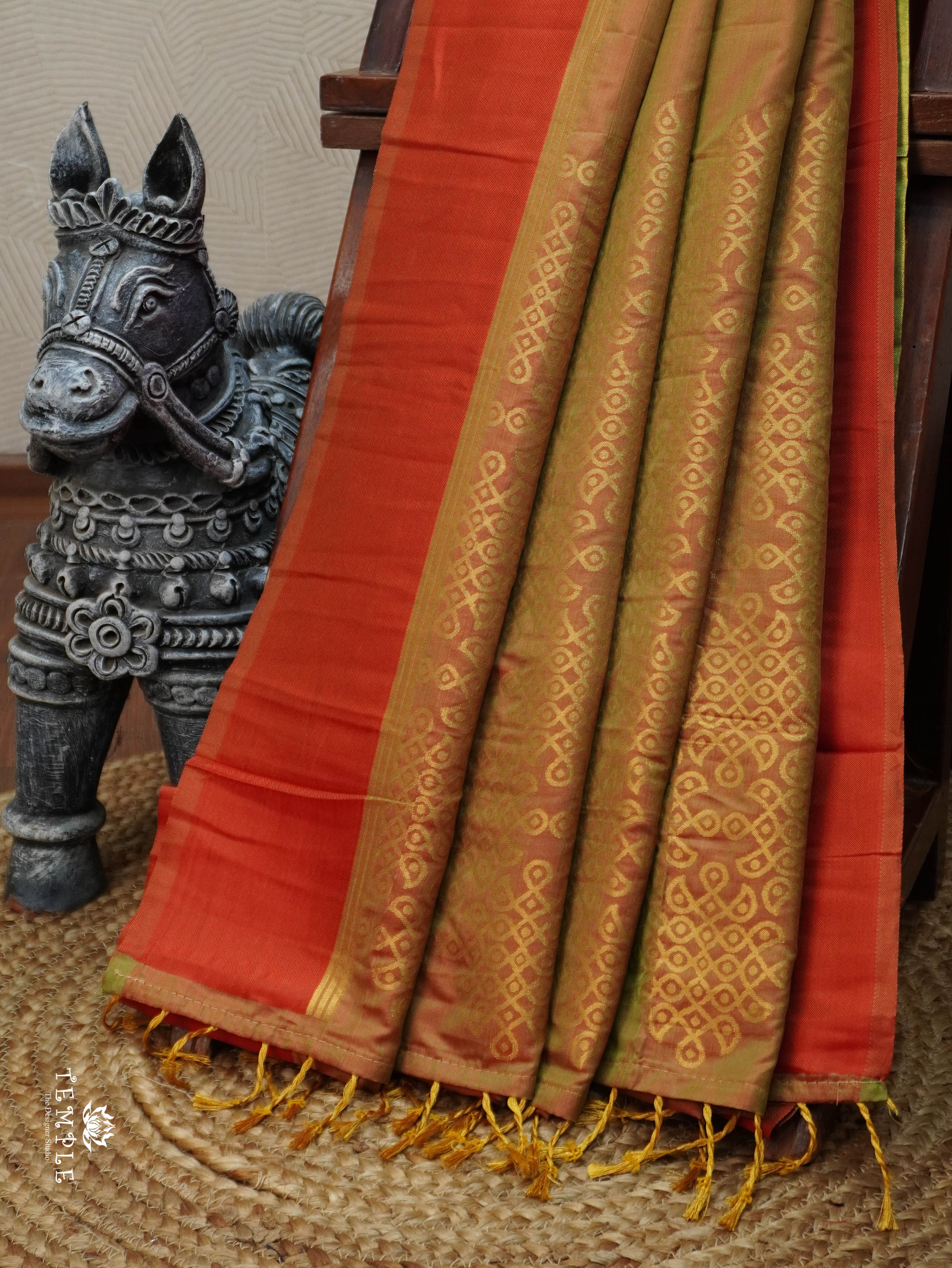 Semi Silk Saree With Kolam Designs | TTDS3081