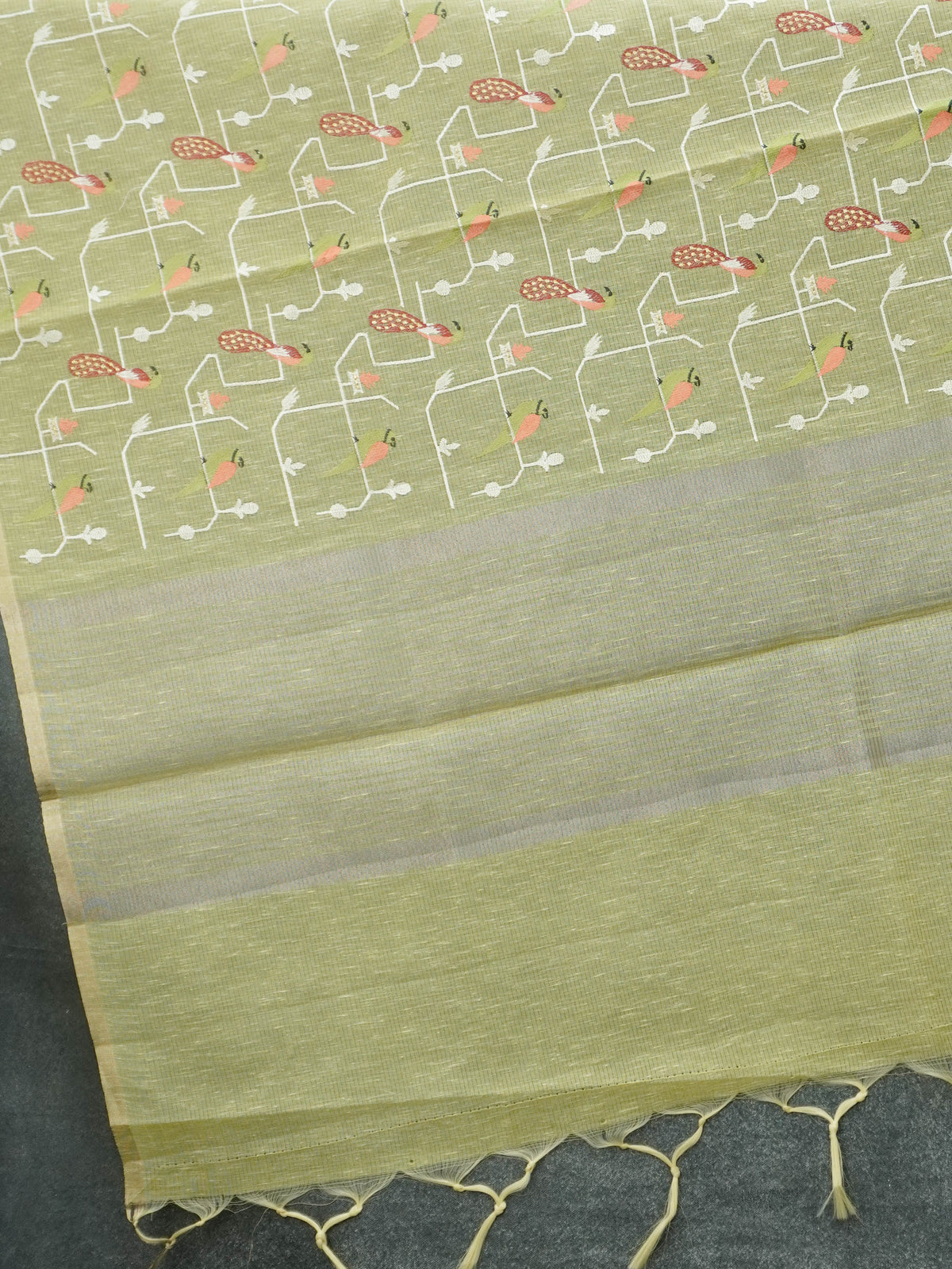Slub Cotton Saree With Embroidery Pattern | TTDS3497