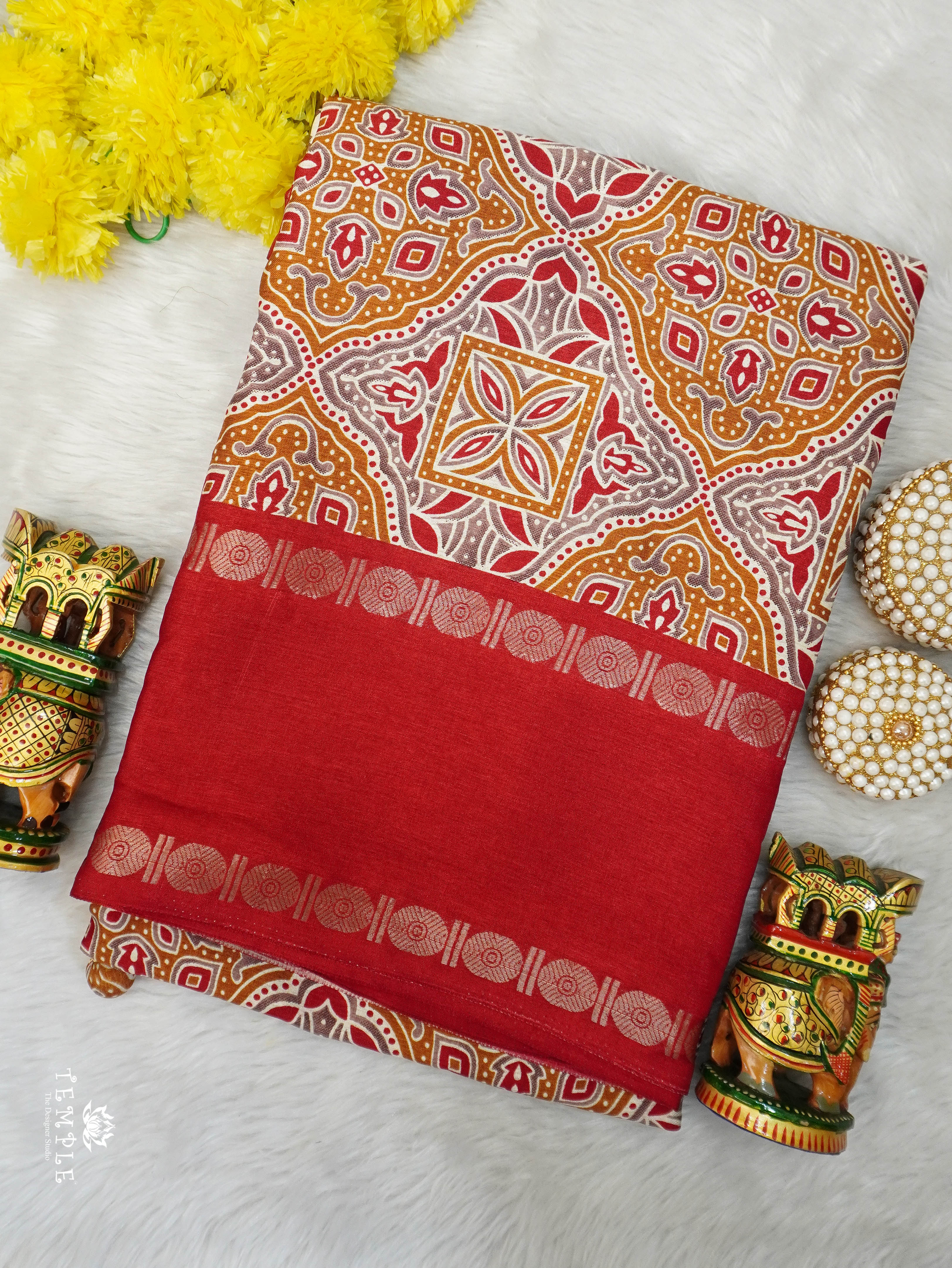 Ajrakh Printed Saree | TTDS3089