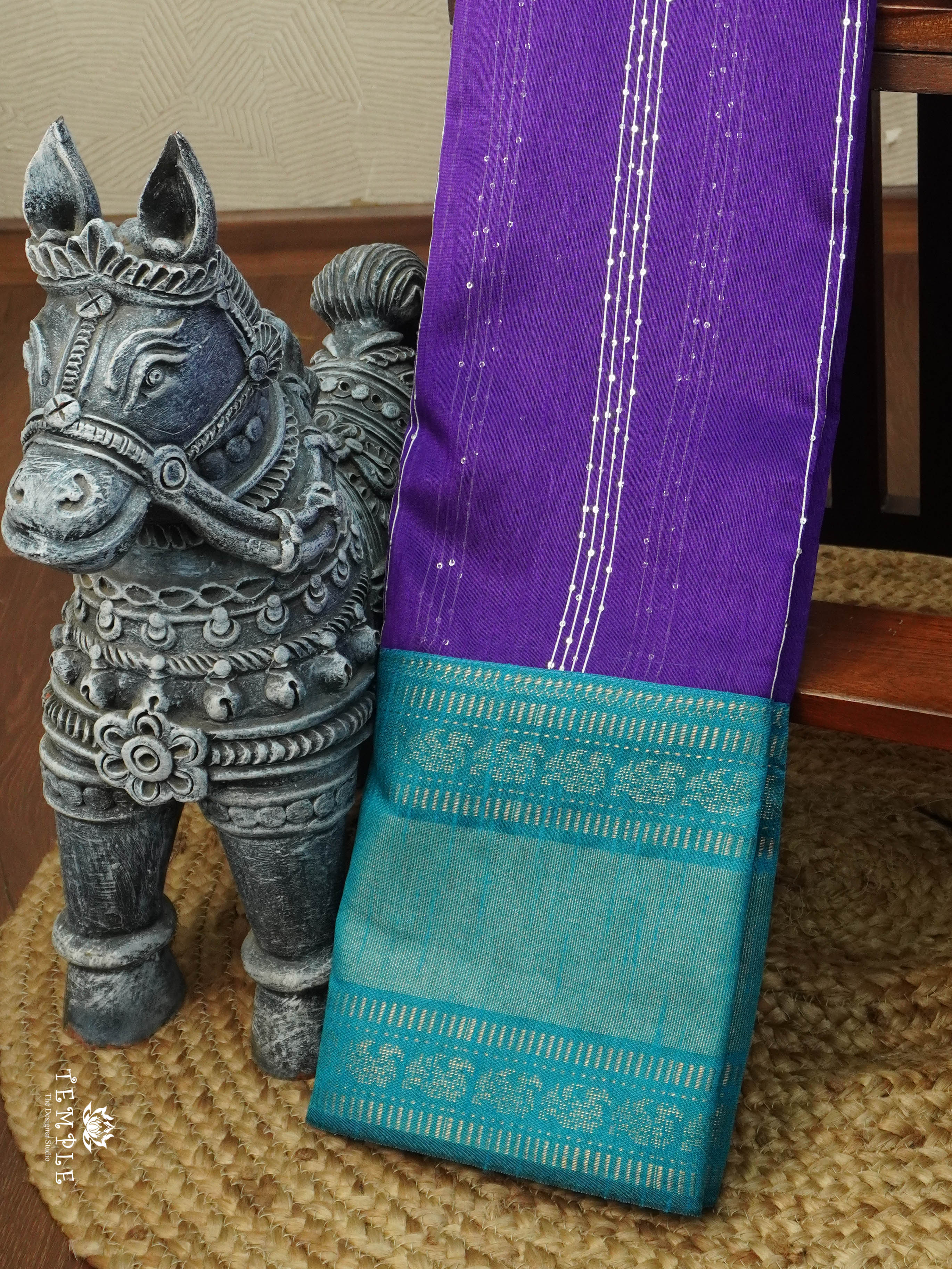 Raw Silk Saree With Sequins Work | TTDS3035