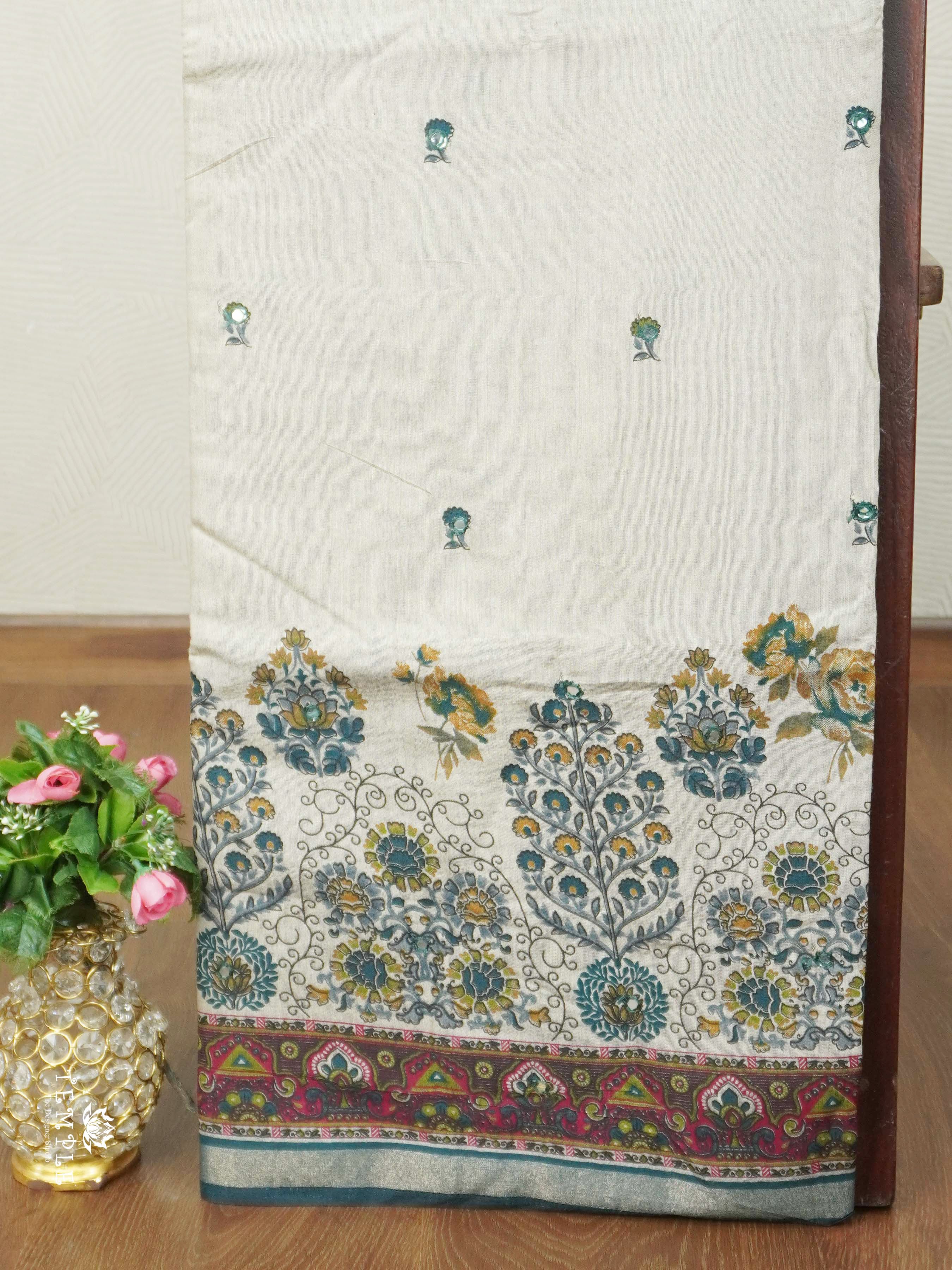 Ivory Bloom Mirror Work Sarees | TTDS2612