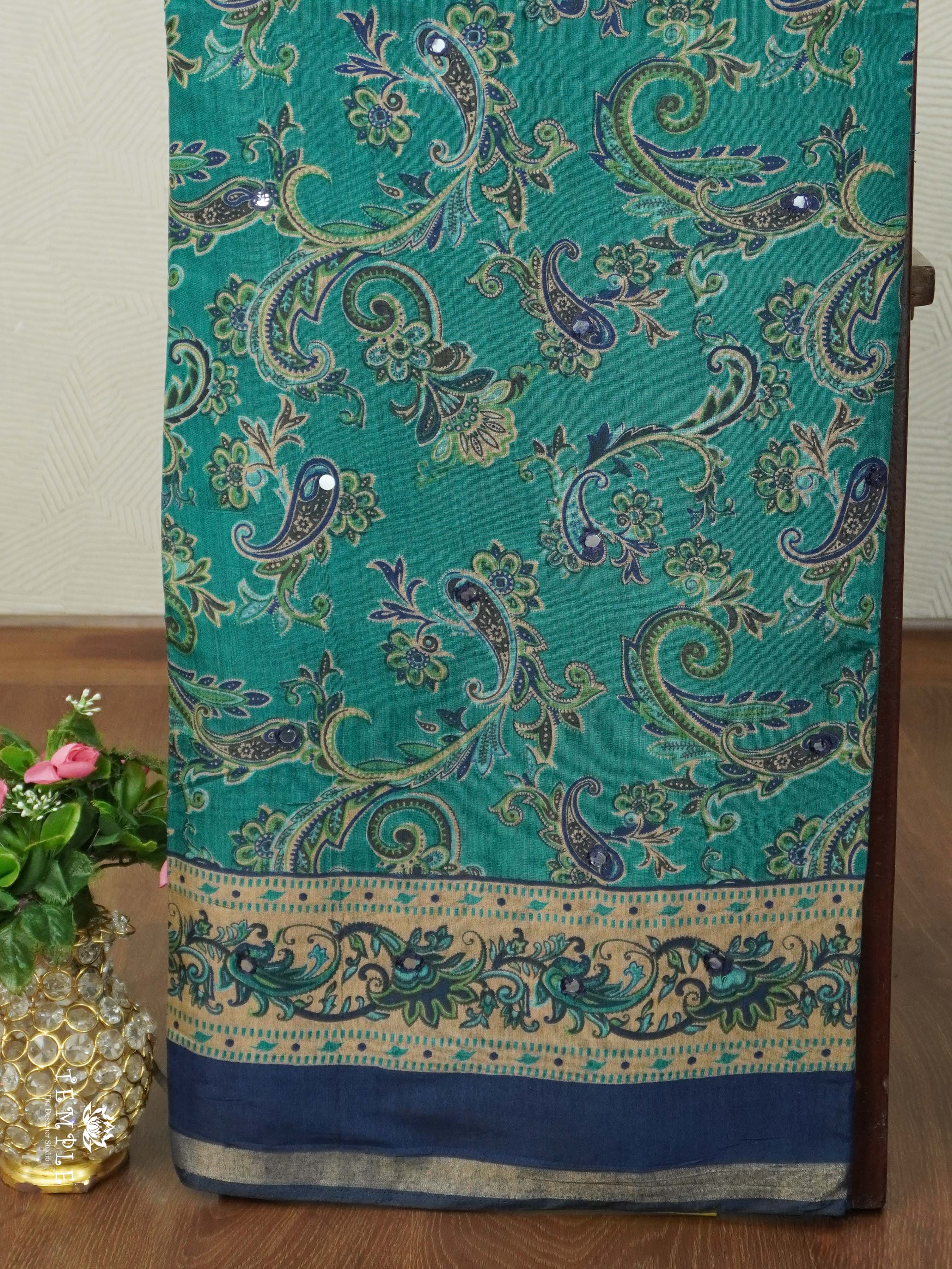 Floral Design Cotton Sarees With Mirror Work | TTDS2614