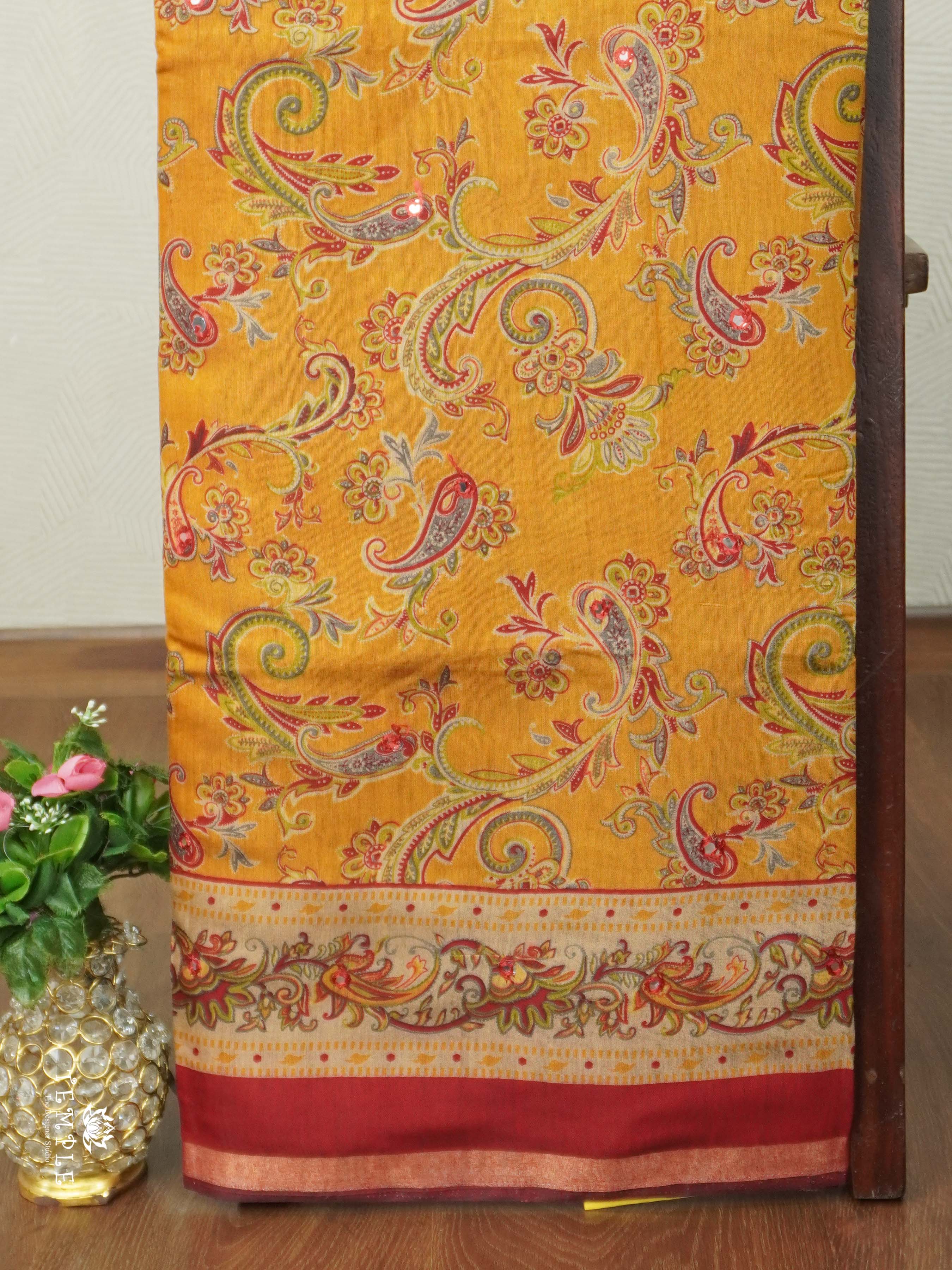 Floral Design Cotton Sarees With Mirror Work | TTDS2614
