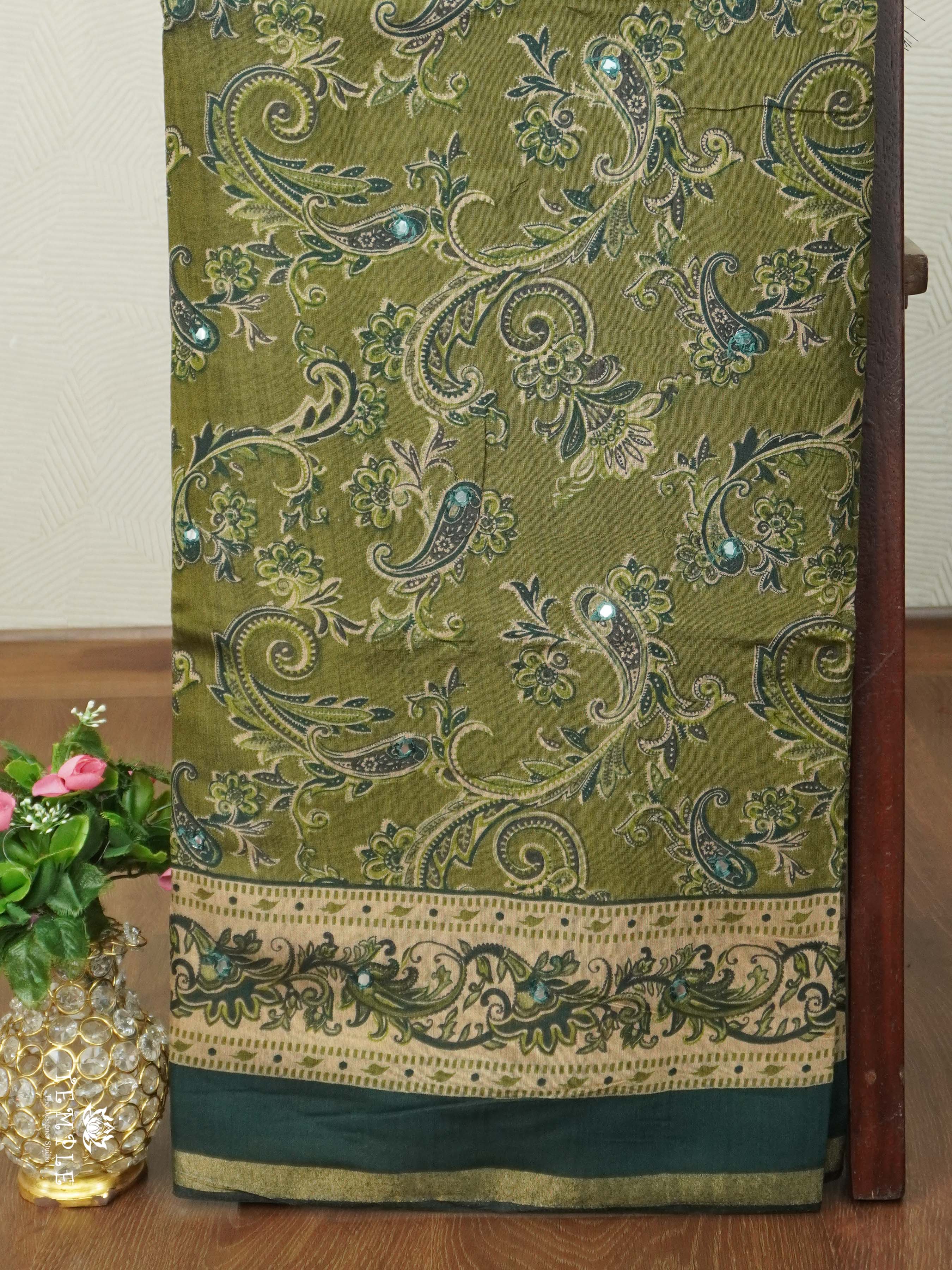 Floral Design Cotton Sarees With Mirror Work | TTDS2614