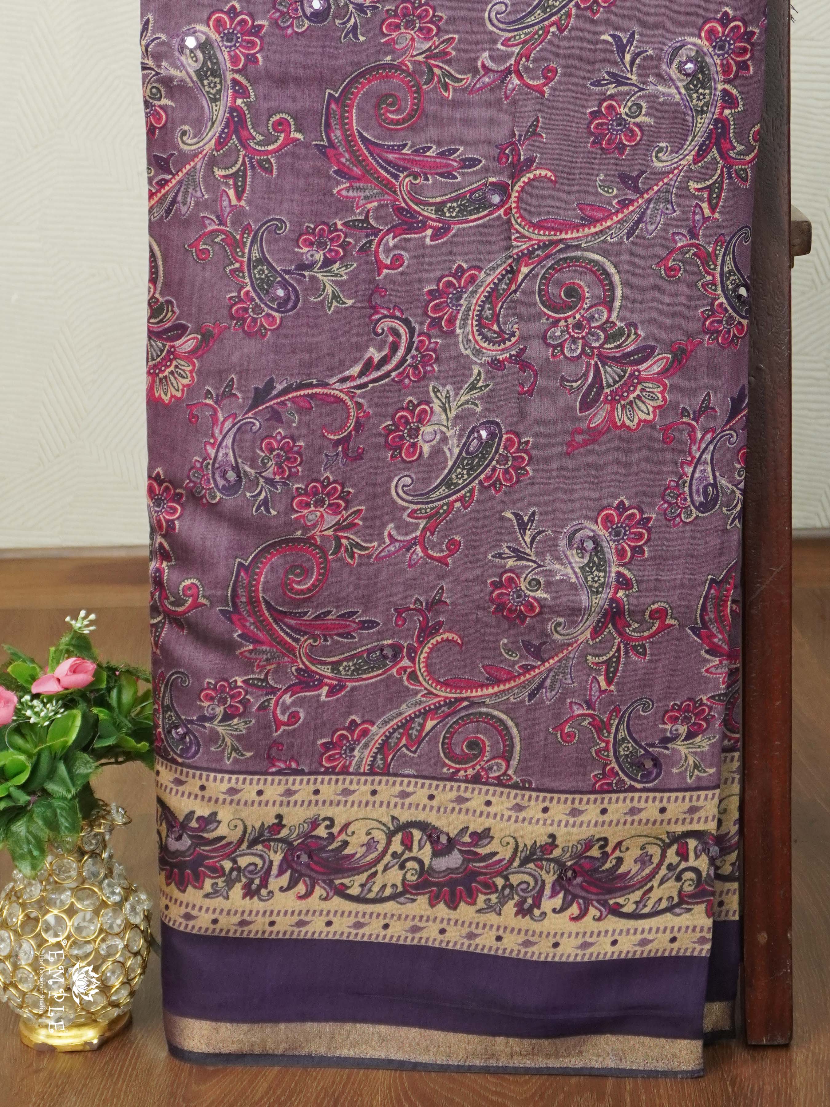 Floral Design Cotton Sarees With Mirror Work | TTDS2614
