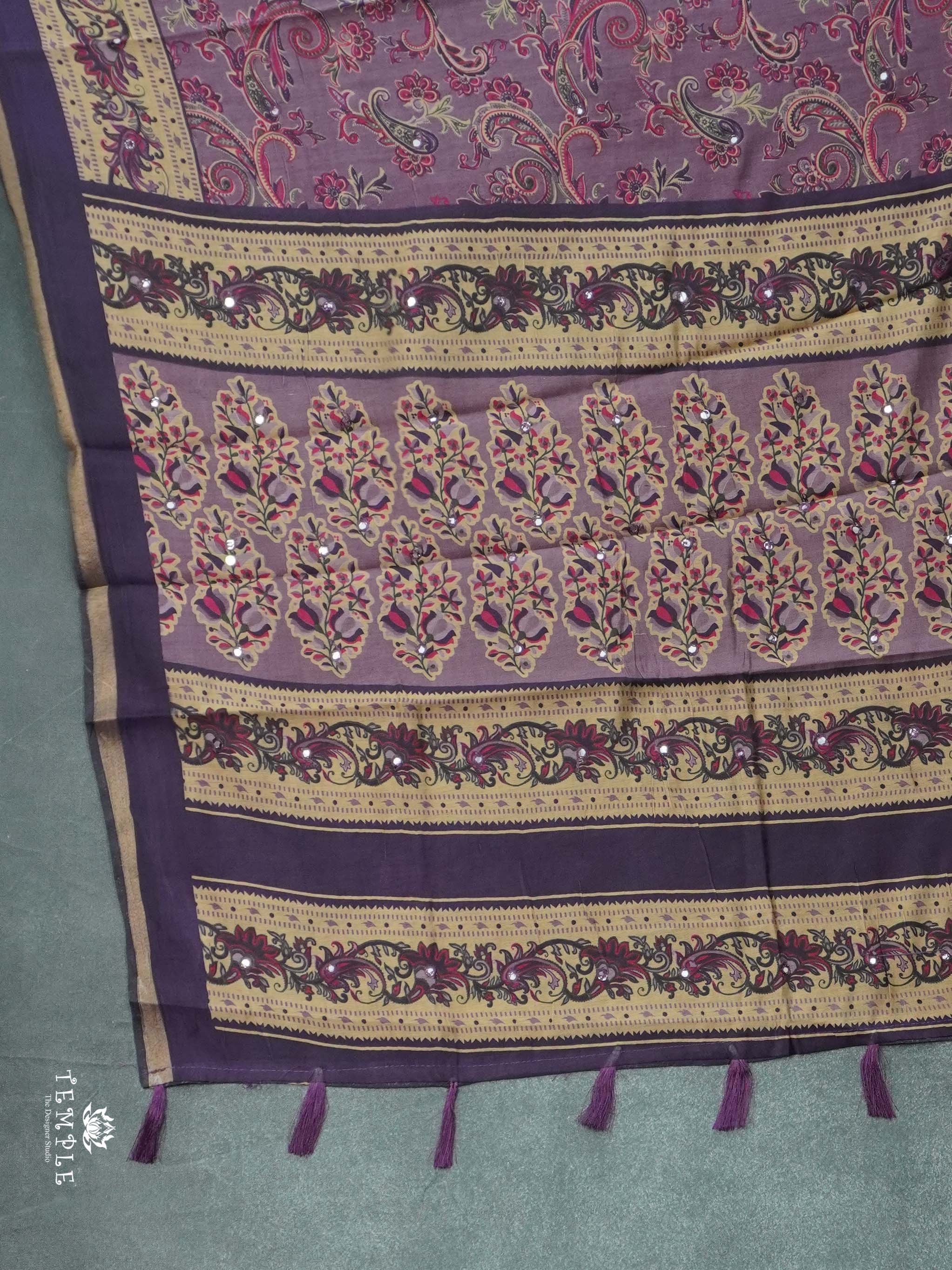 Floral Design Cotton Sarees With Mirror Work | TTDS2614