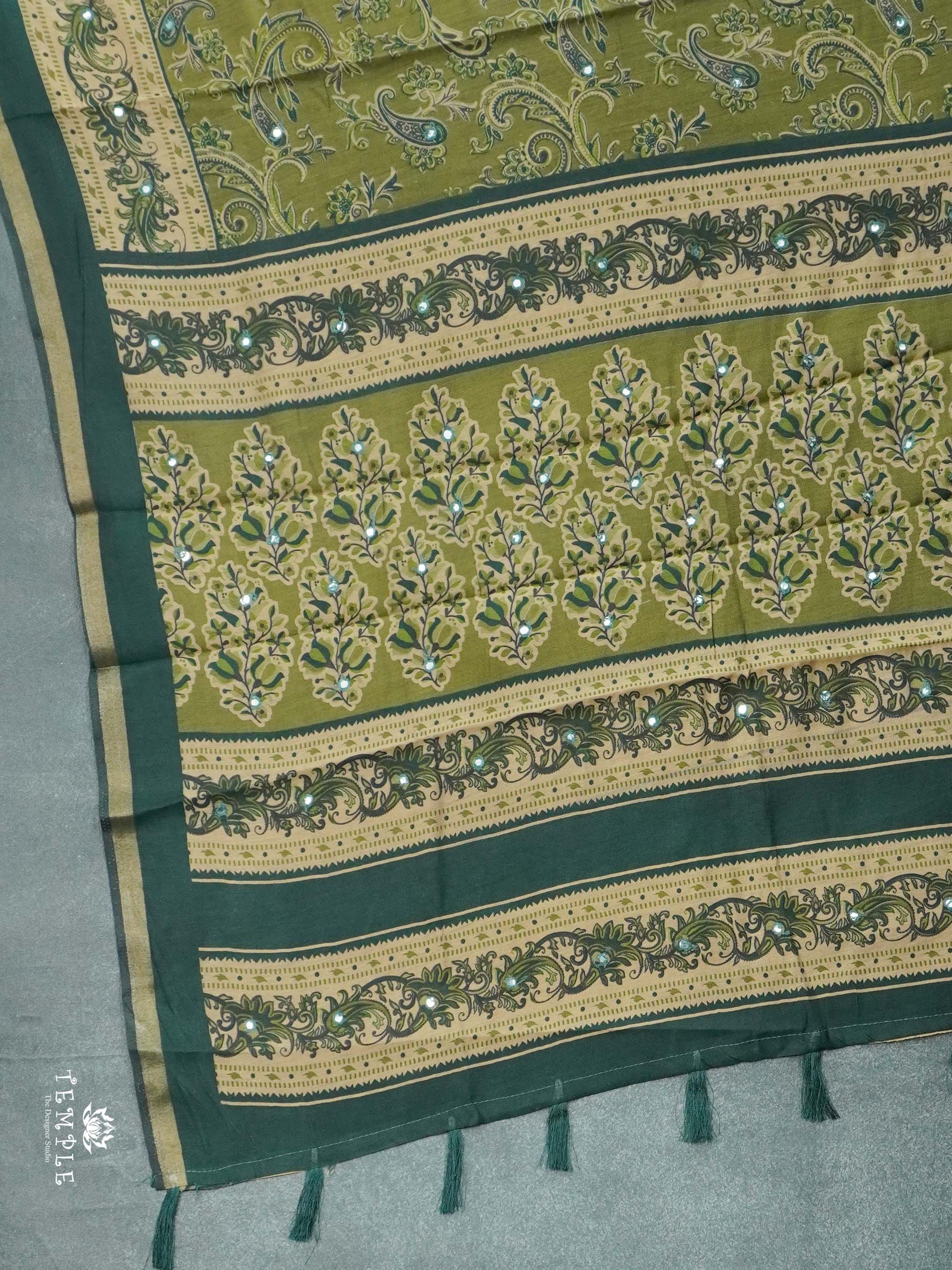 Floral Design Cotton Sarees With Mirror Work | TTDS2614