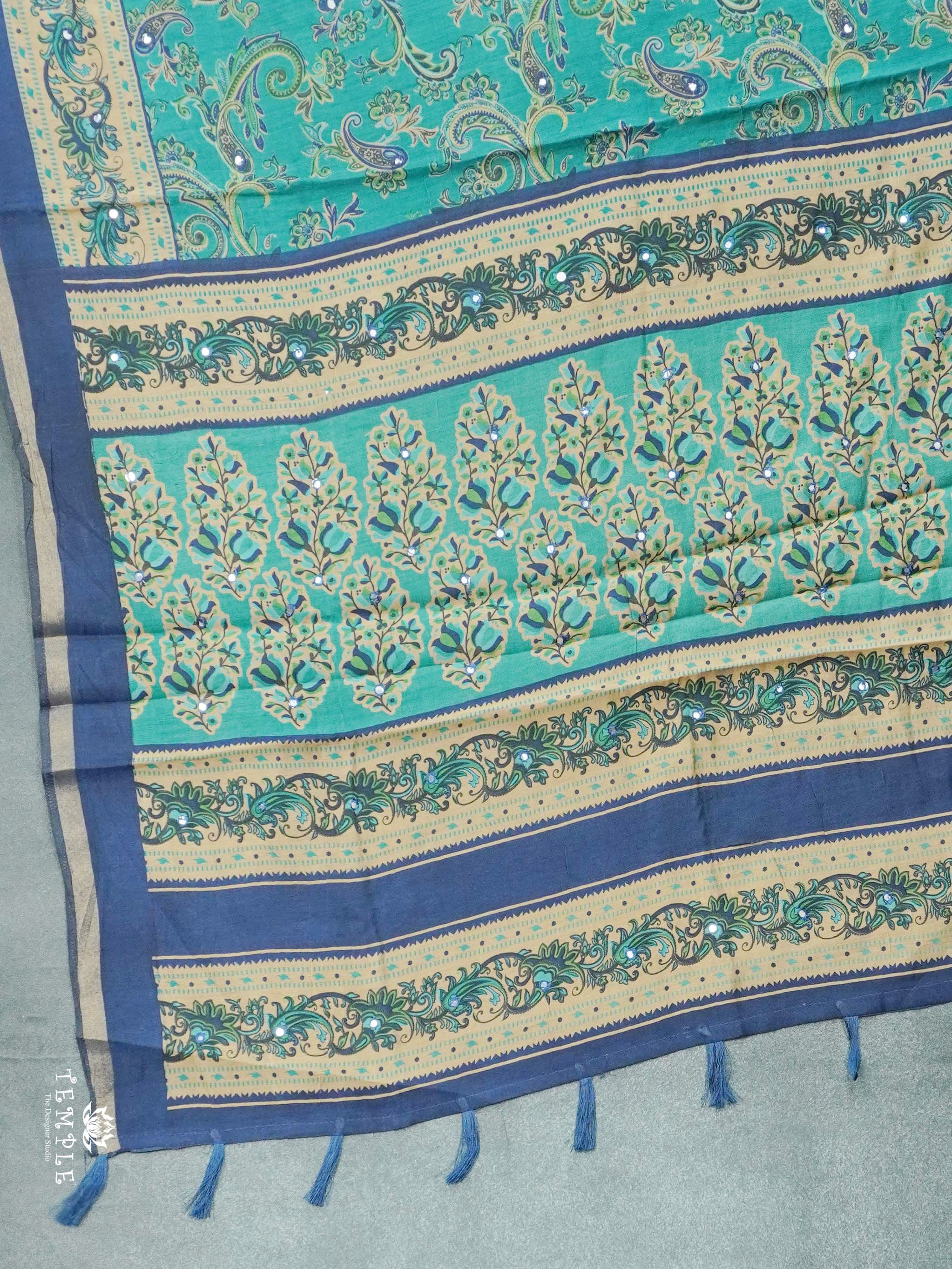 Floral Design Cotton Sarees With Mirror Work | TTDS2614