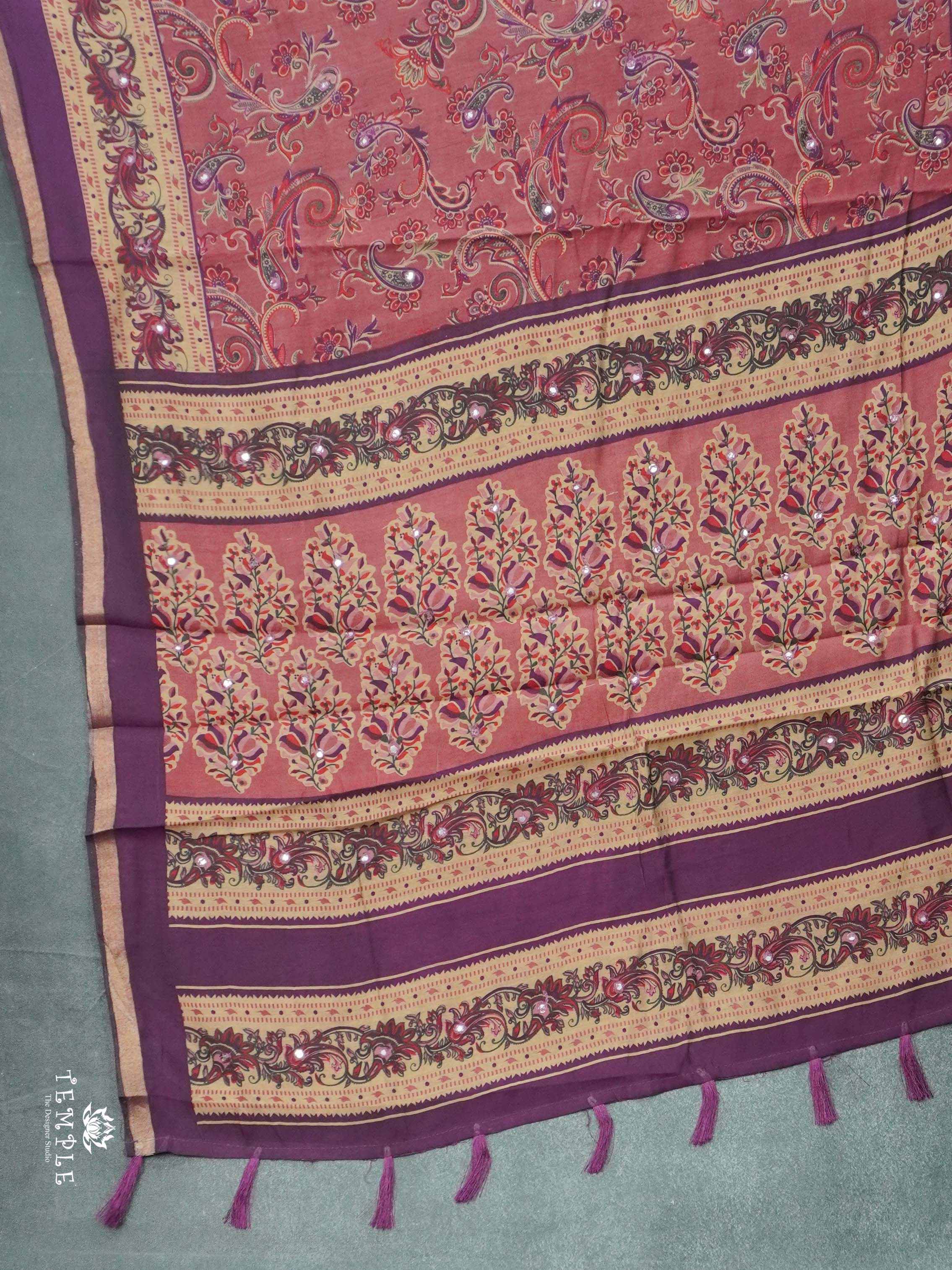 Floral Design Cotton Sarees With Mirror Work | TTDS2614