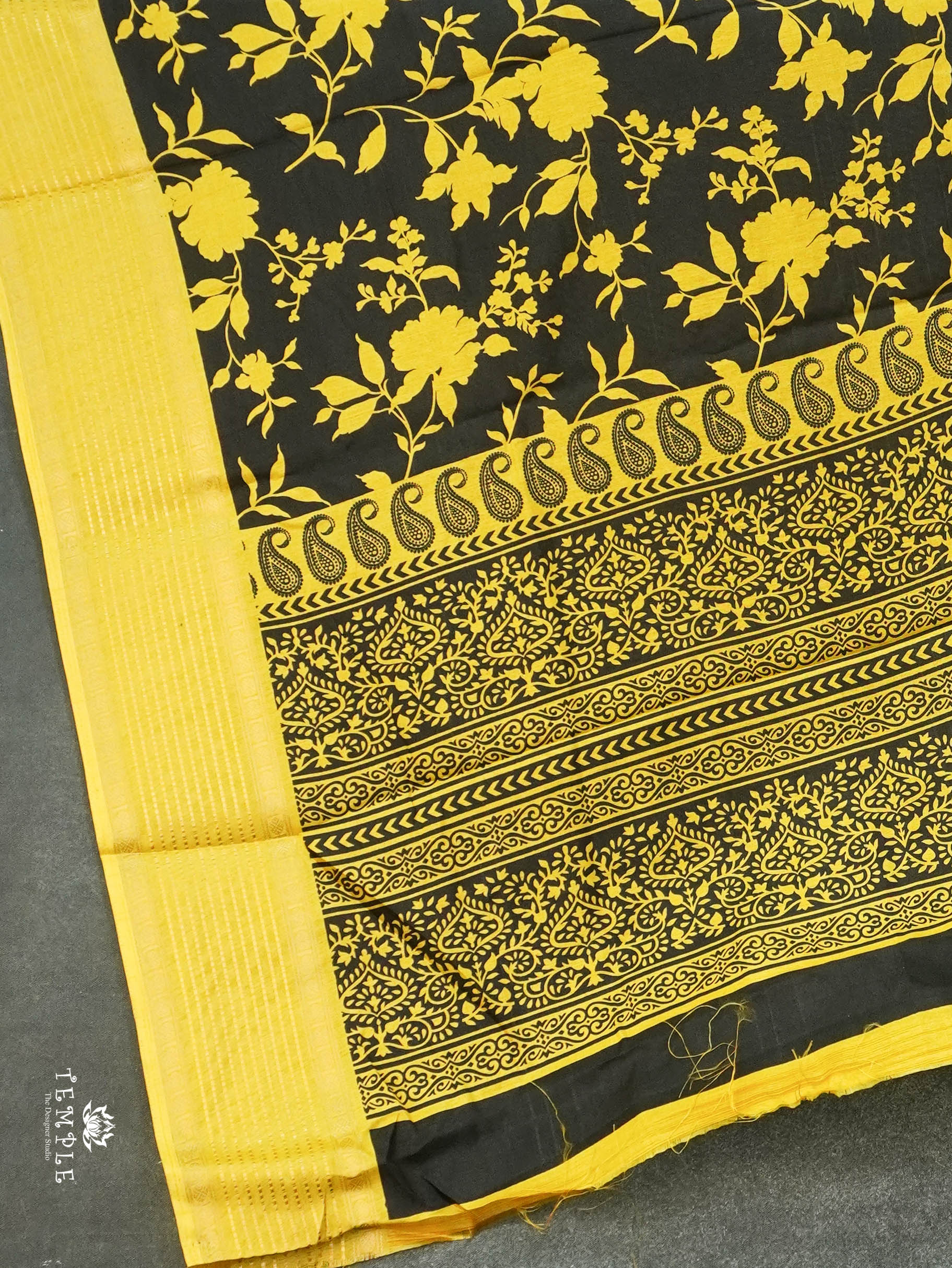 Printed Fancy Saree(Yellow) | TTDS3093