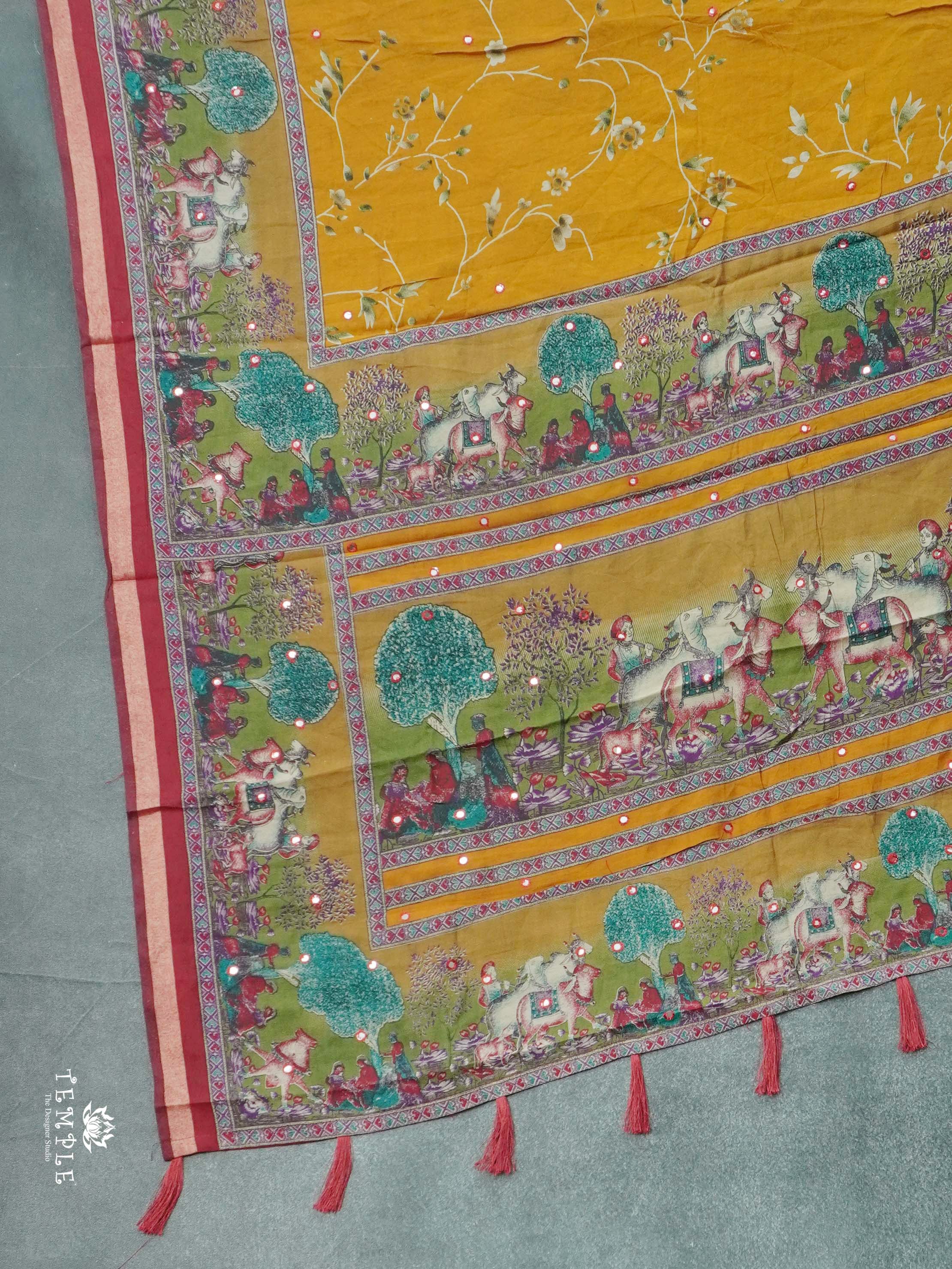 Mirror Work Cotton Saree | TTDS2611