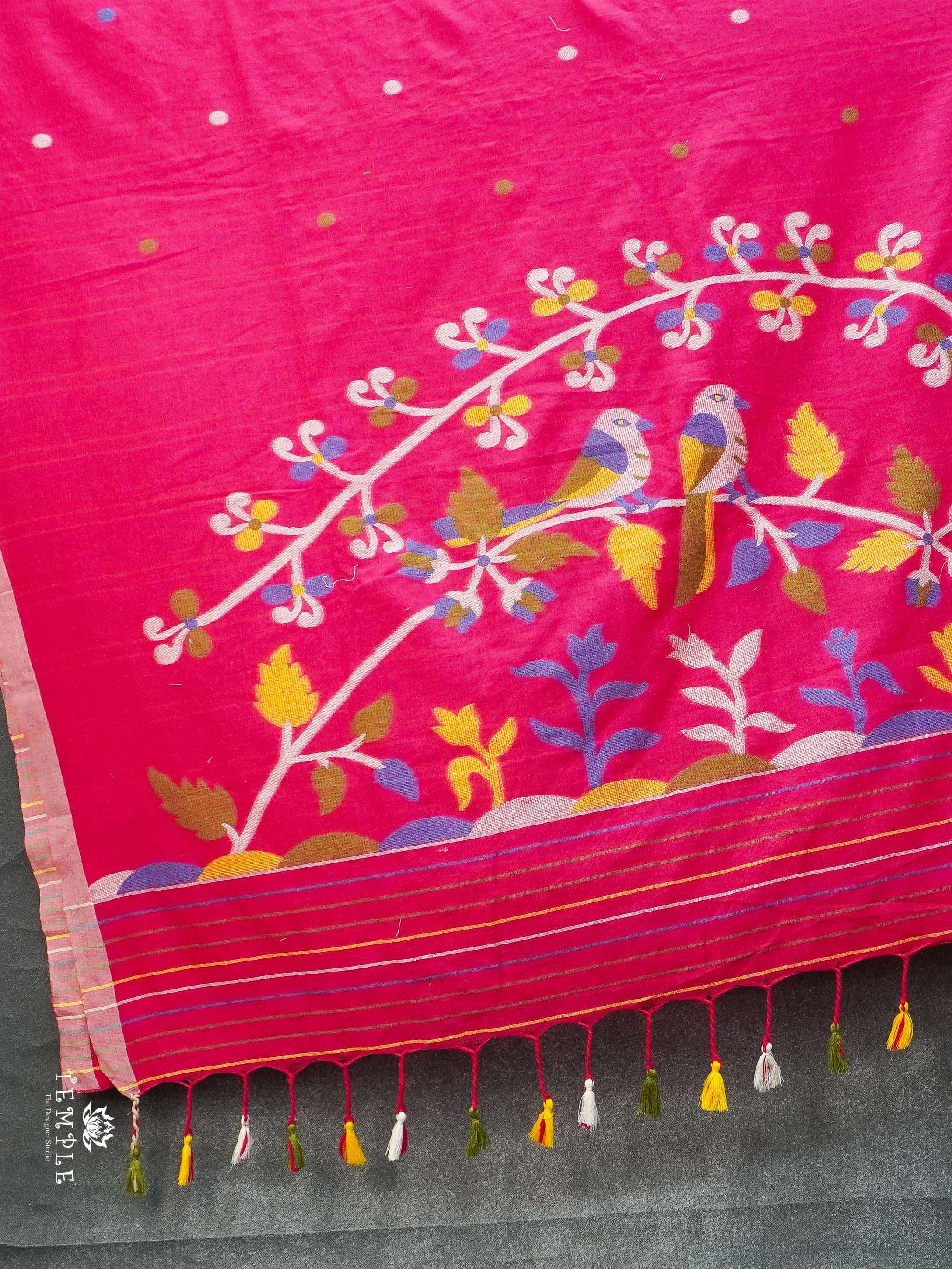 Jamdhani Pattern Linen Cotton Saree | TTDS2104
