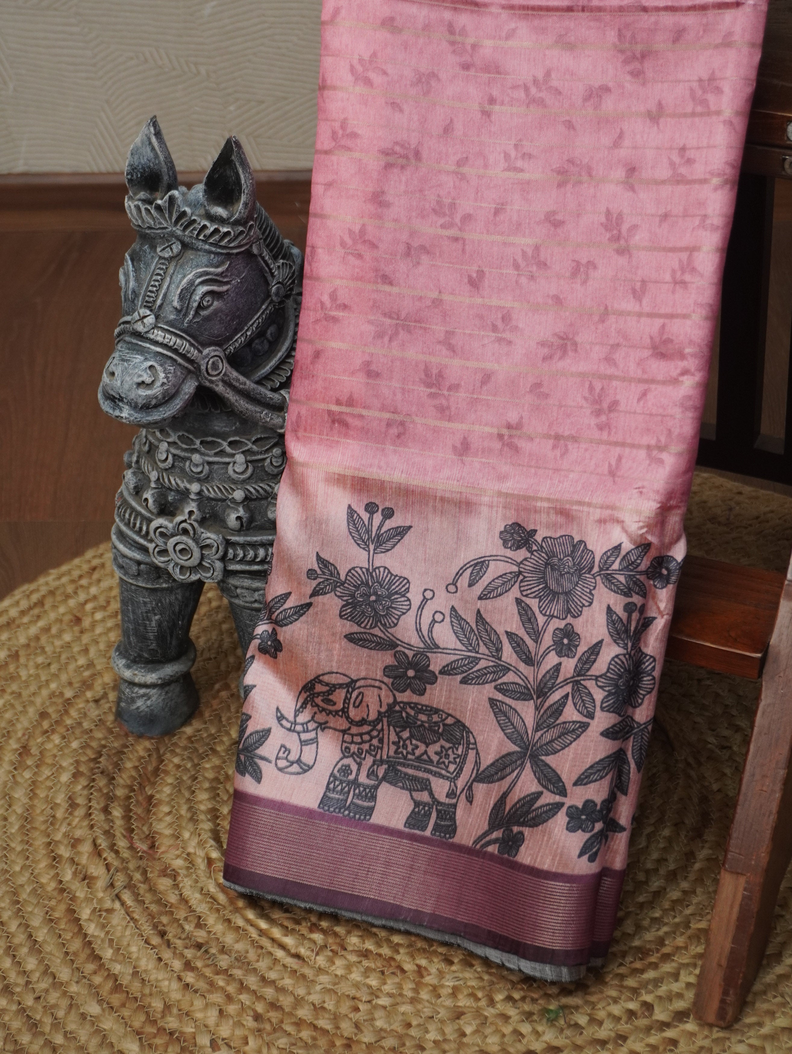 Printed Tussar Saree | TTDS3527