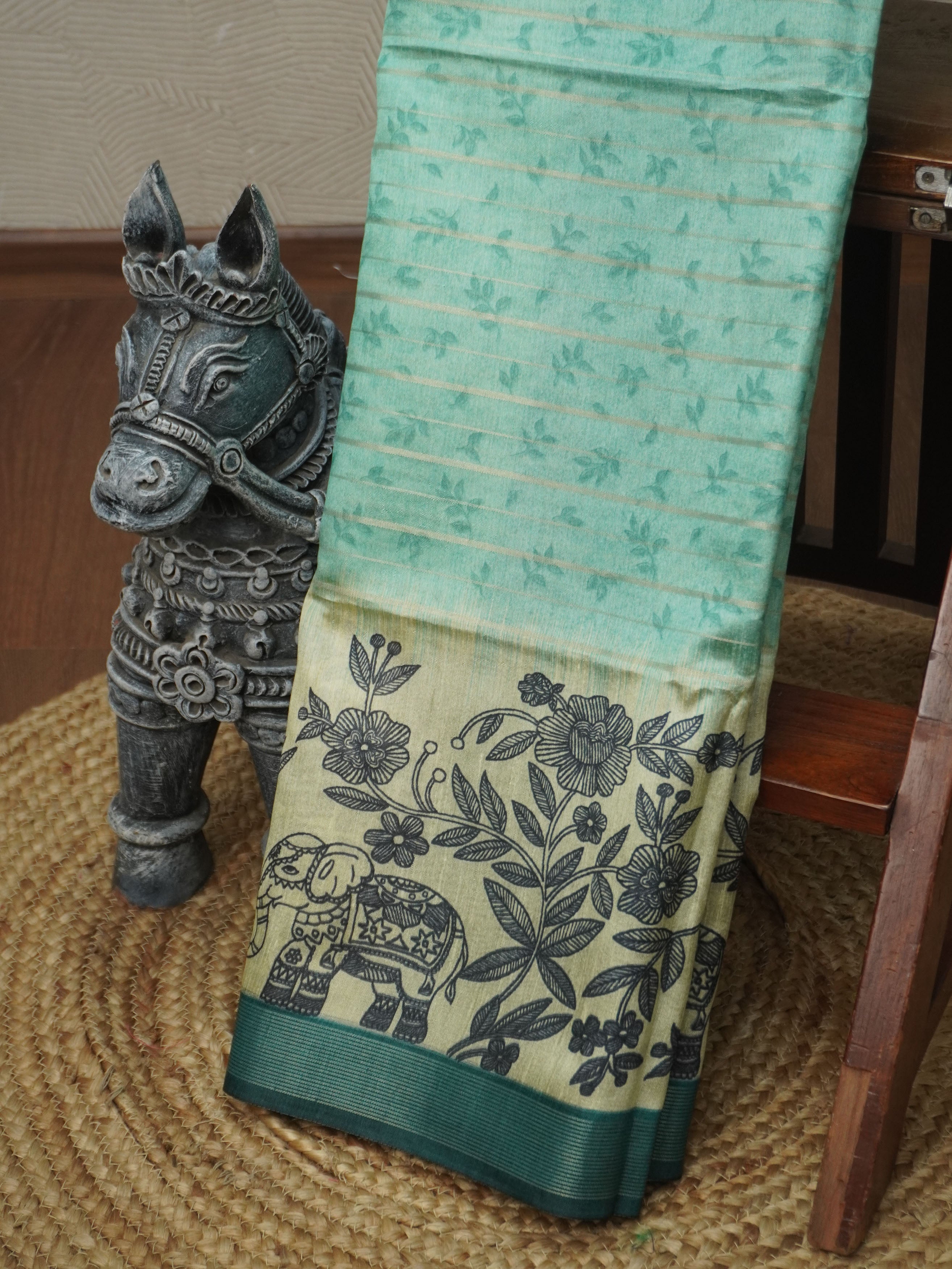 Printed Tussar Saree | TTDS3527