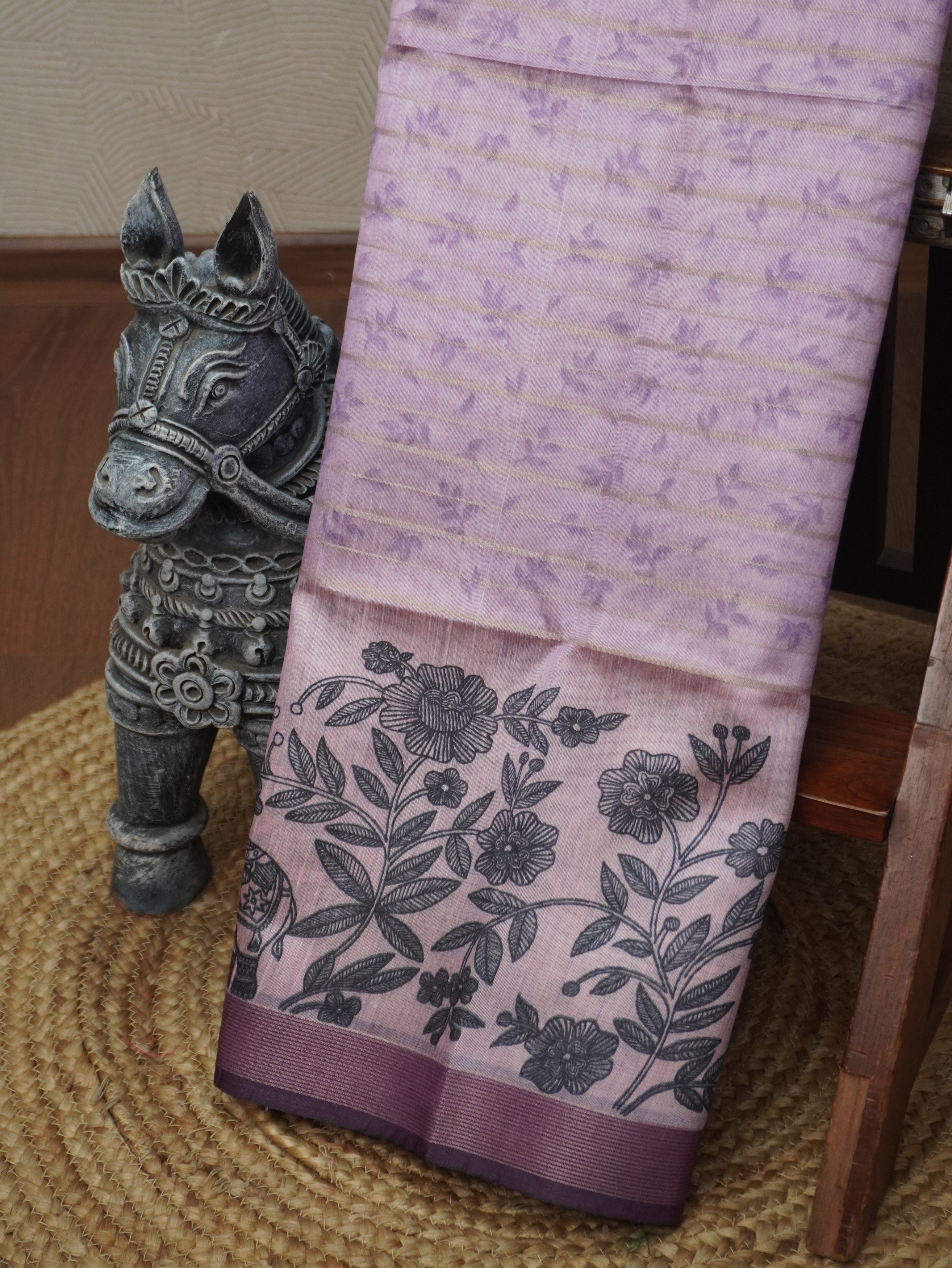 Printed Tussar Saree | TTDS3527
