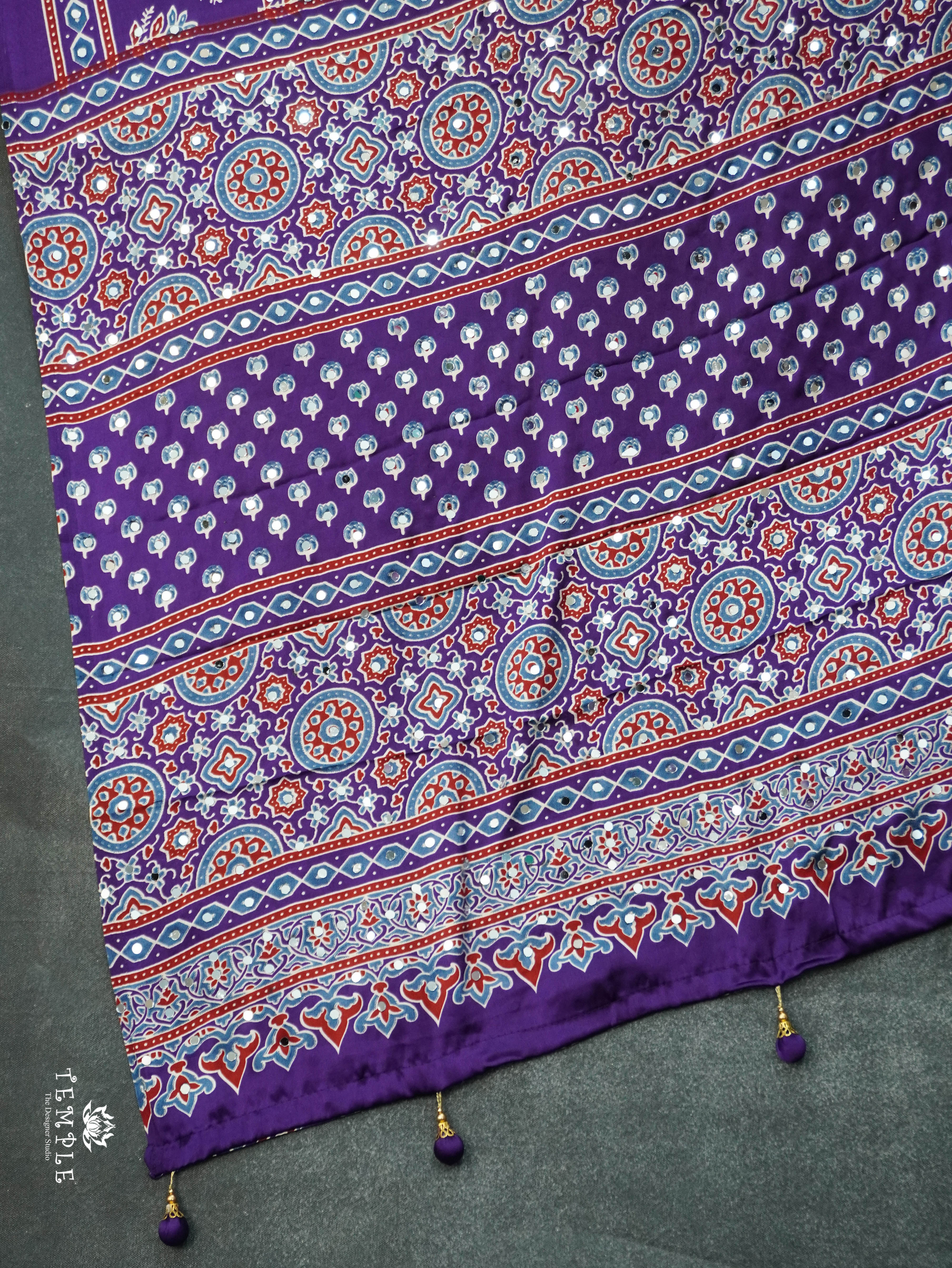 Ajrakh Printed Modal Silk Saree | TTDS3105