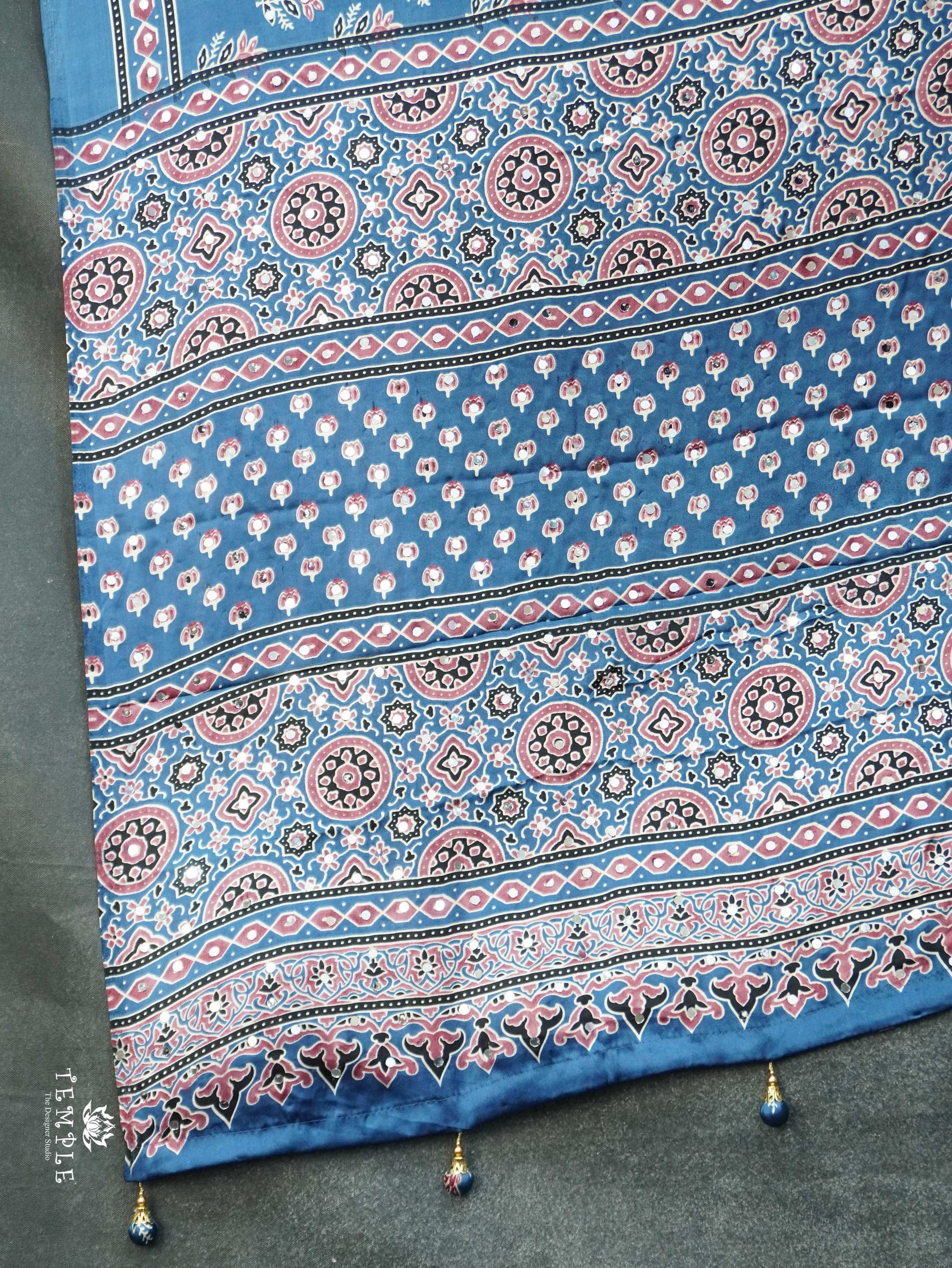 Ajrakh Printed Modal Silk Saree | TTDS3105
