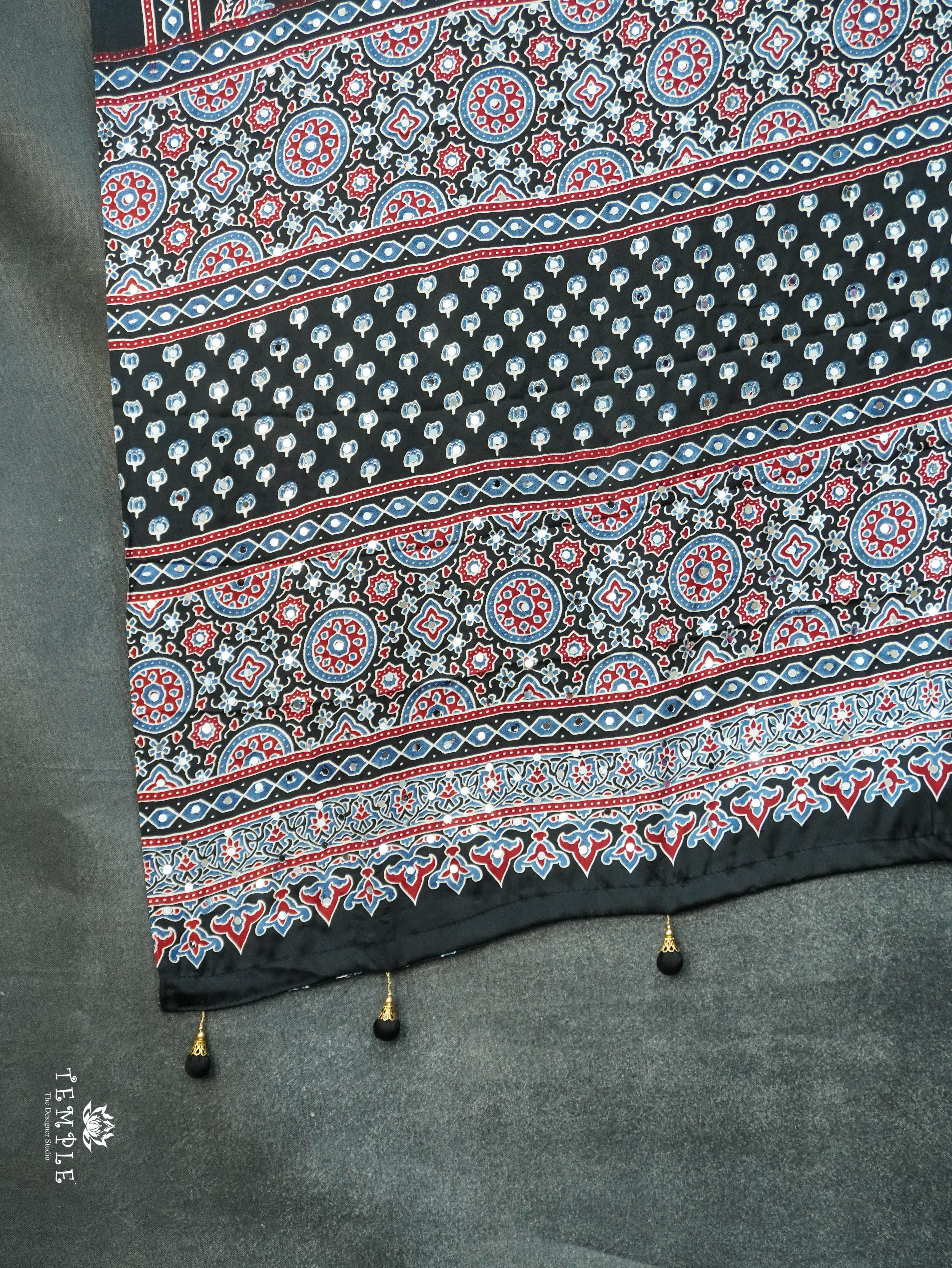 Ajrakh Printed Modal Silk Saree | TTDS3105
