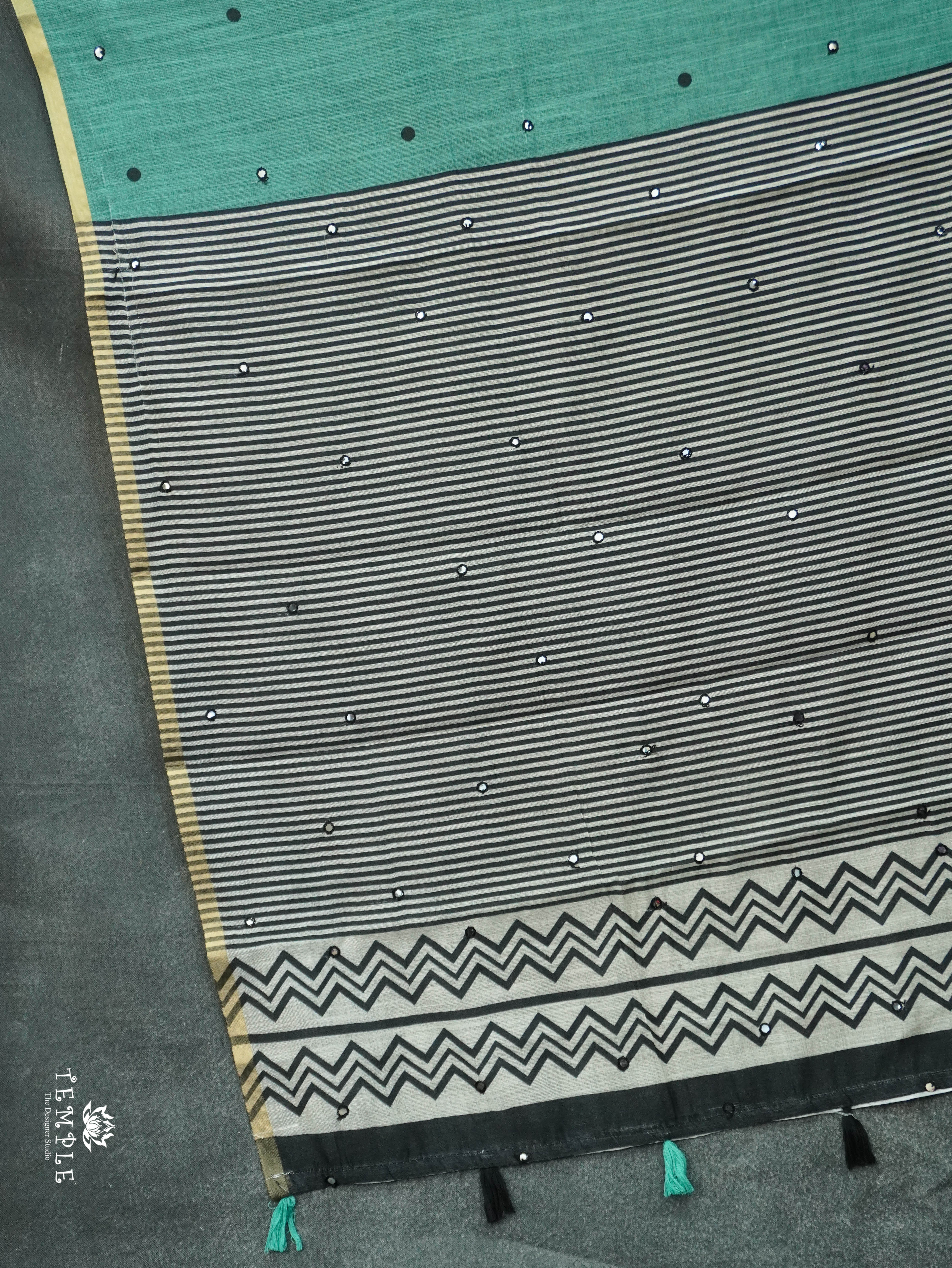 Linen Cotton Saree With Mirror Work | TTDS3108