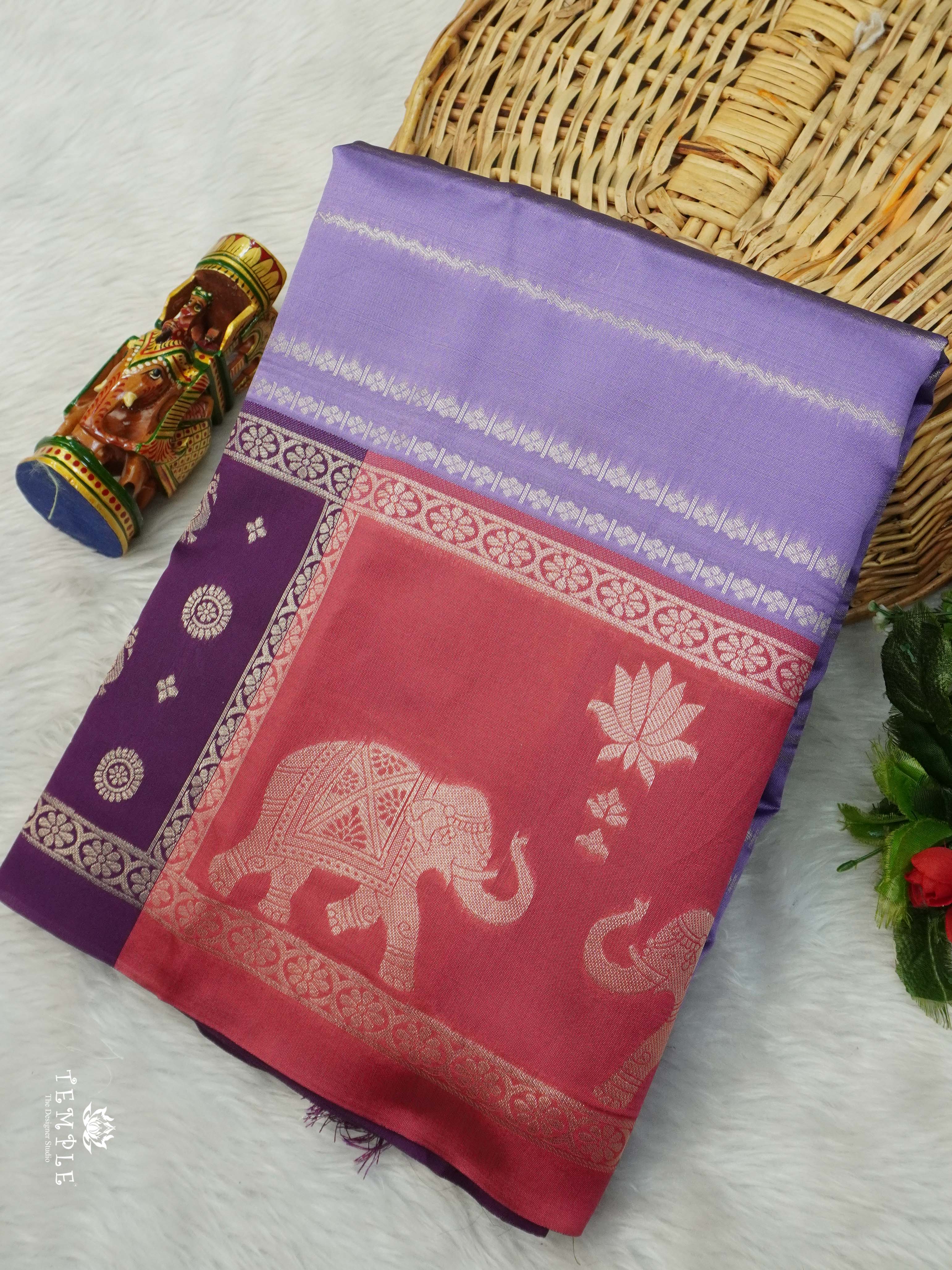 Semi Silk Saree With Zari Weaving Border | TTDS2637