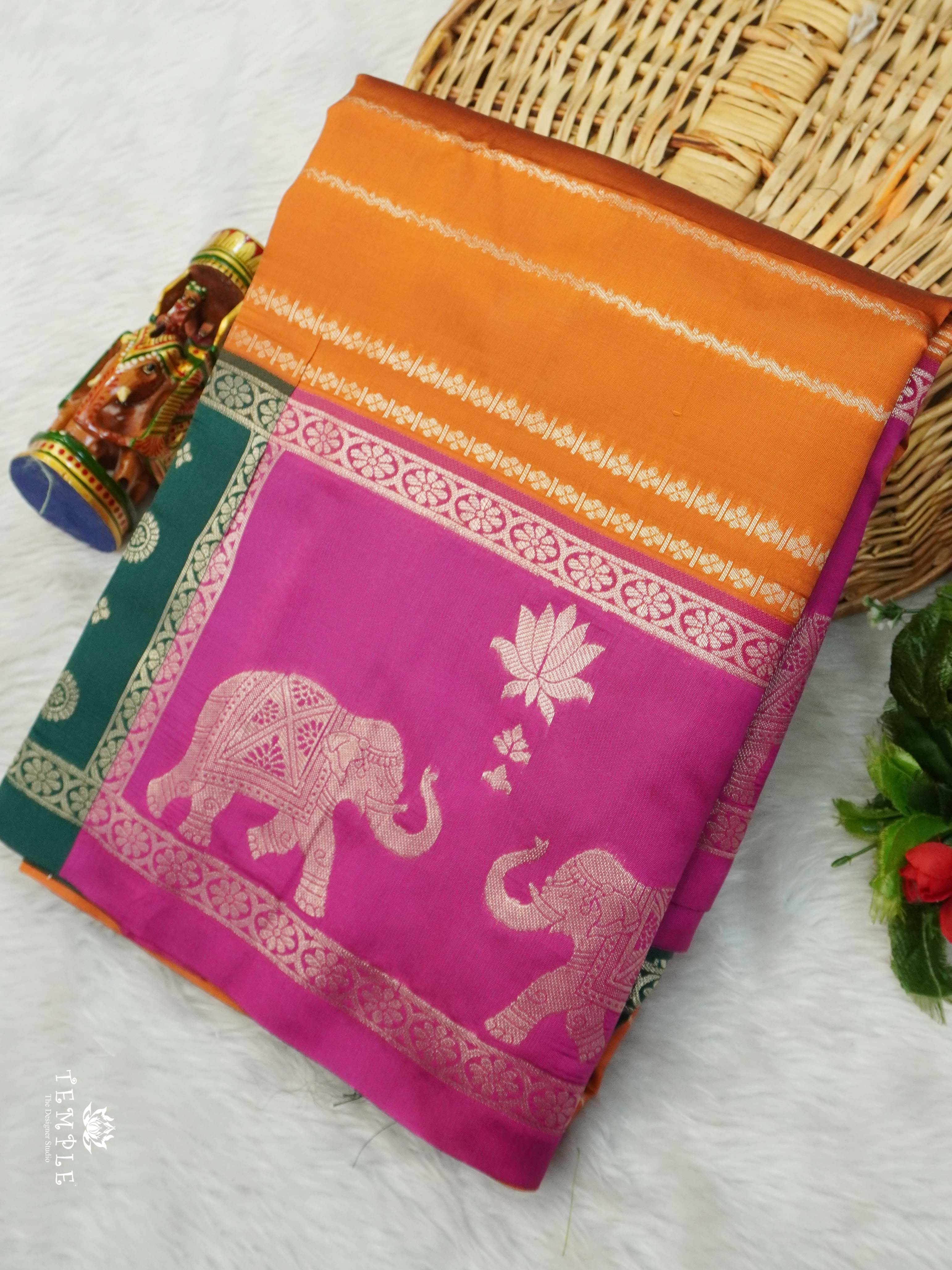 Semi Silk Saree With Zari Weaving Border | TTDS2637
