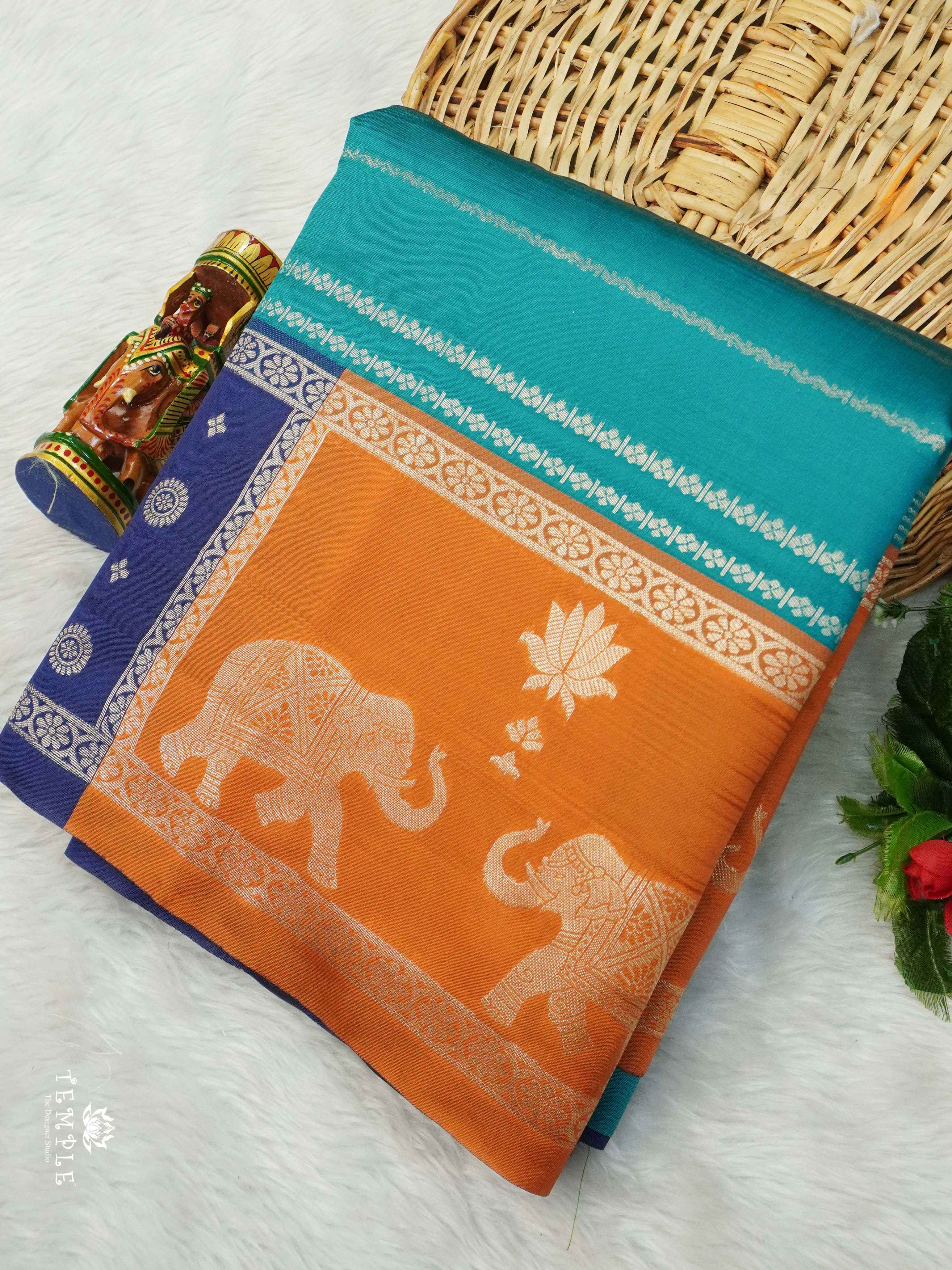 Semi Silk Saree With Zari Weaving Border | TTDS2637