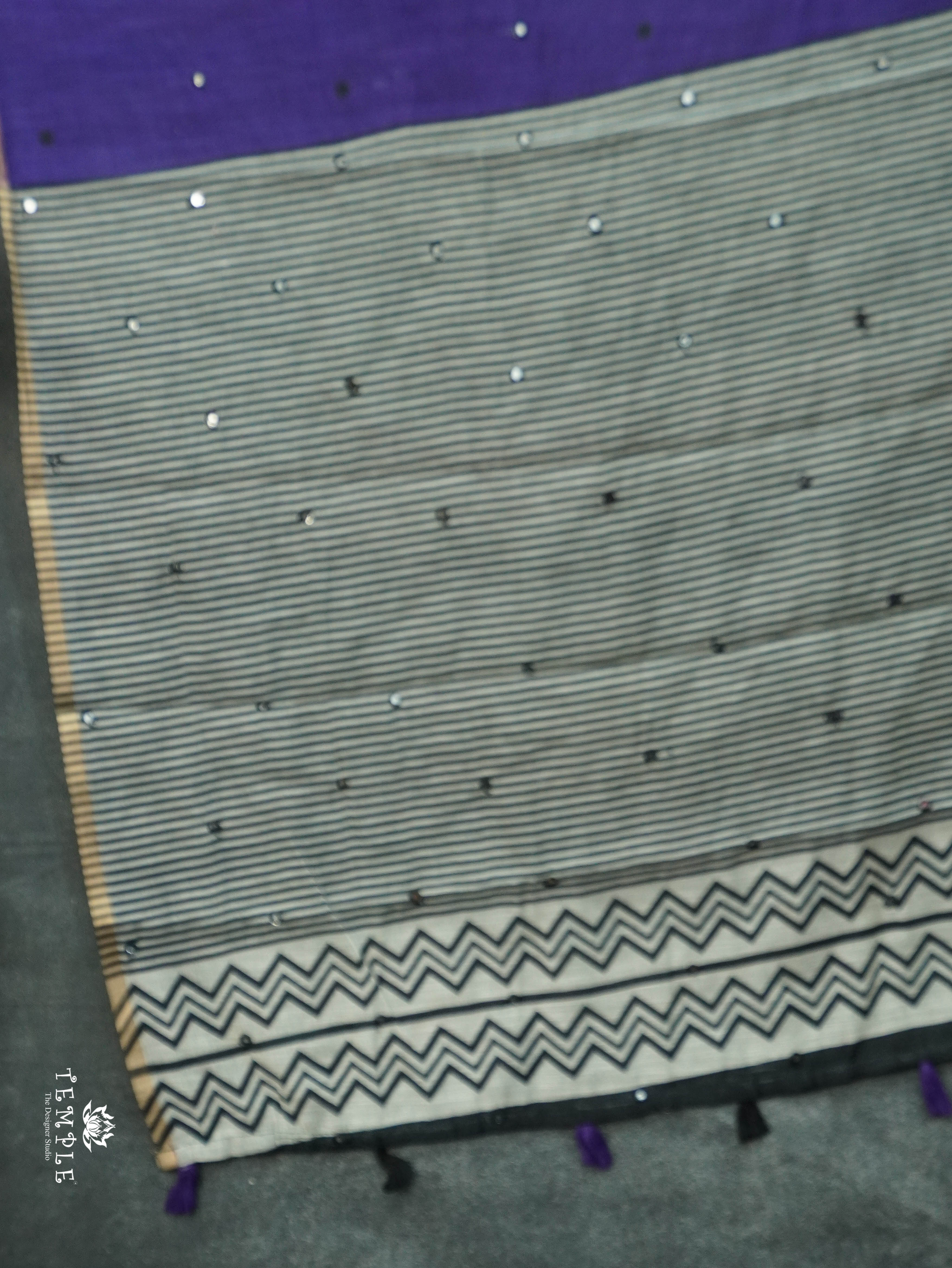 Linen Cotton Saree With Mirror Work | TTDS3108