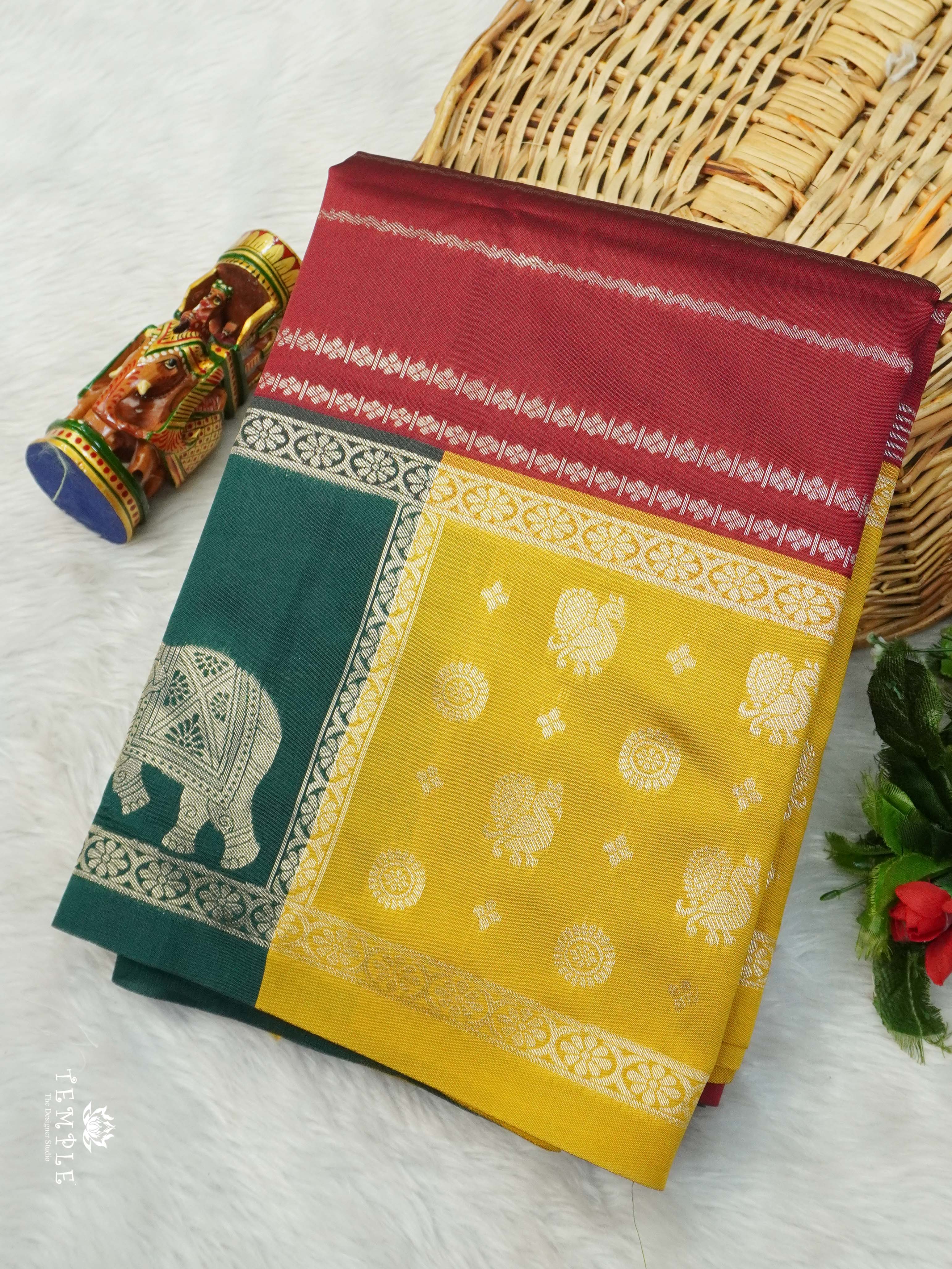 Semi Silk Saree With Zari Weaving Border | TTDS2637