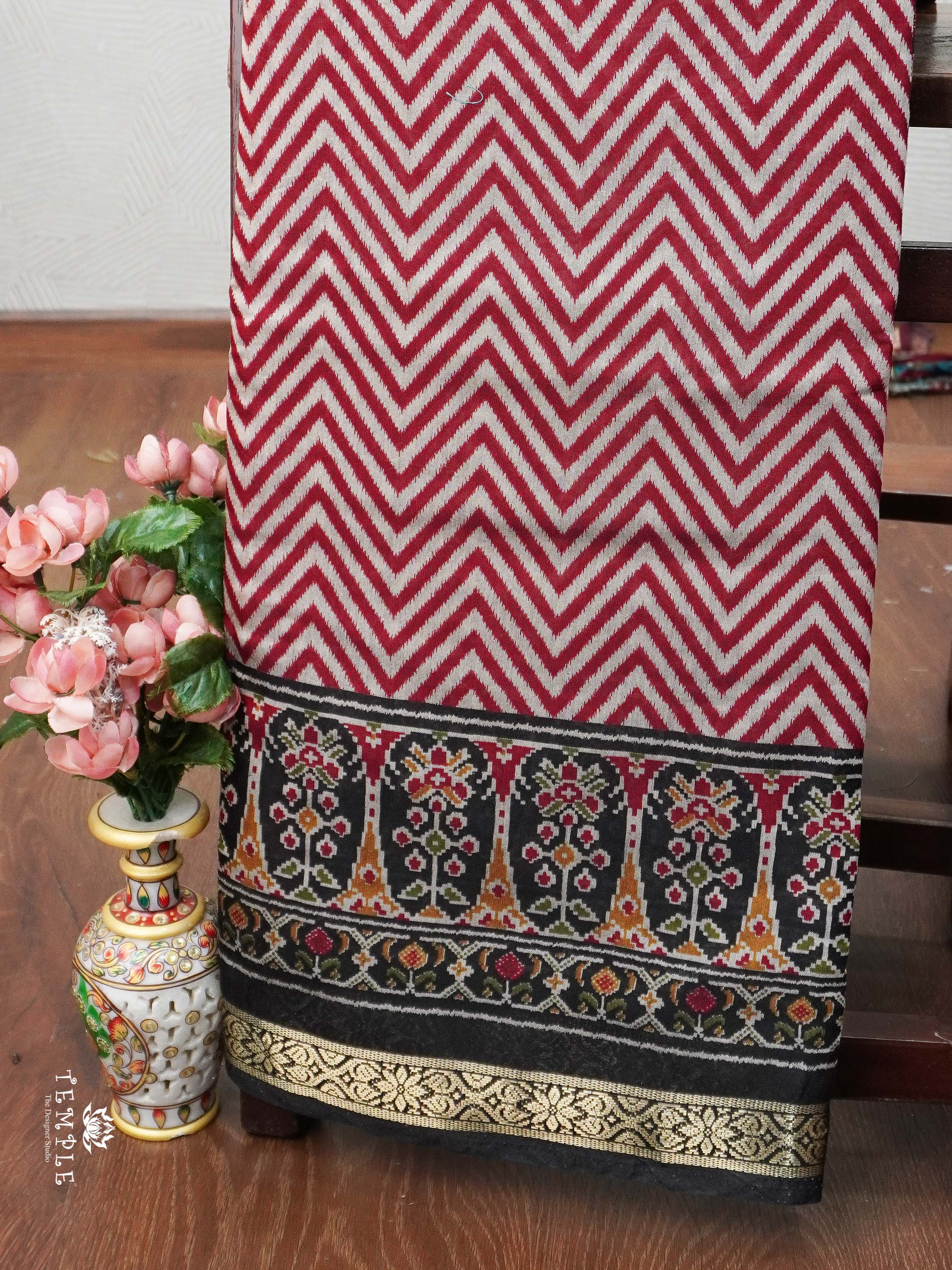 Leheriya Pattern Chanderi Cotton Saree(Red) | TTDS2120