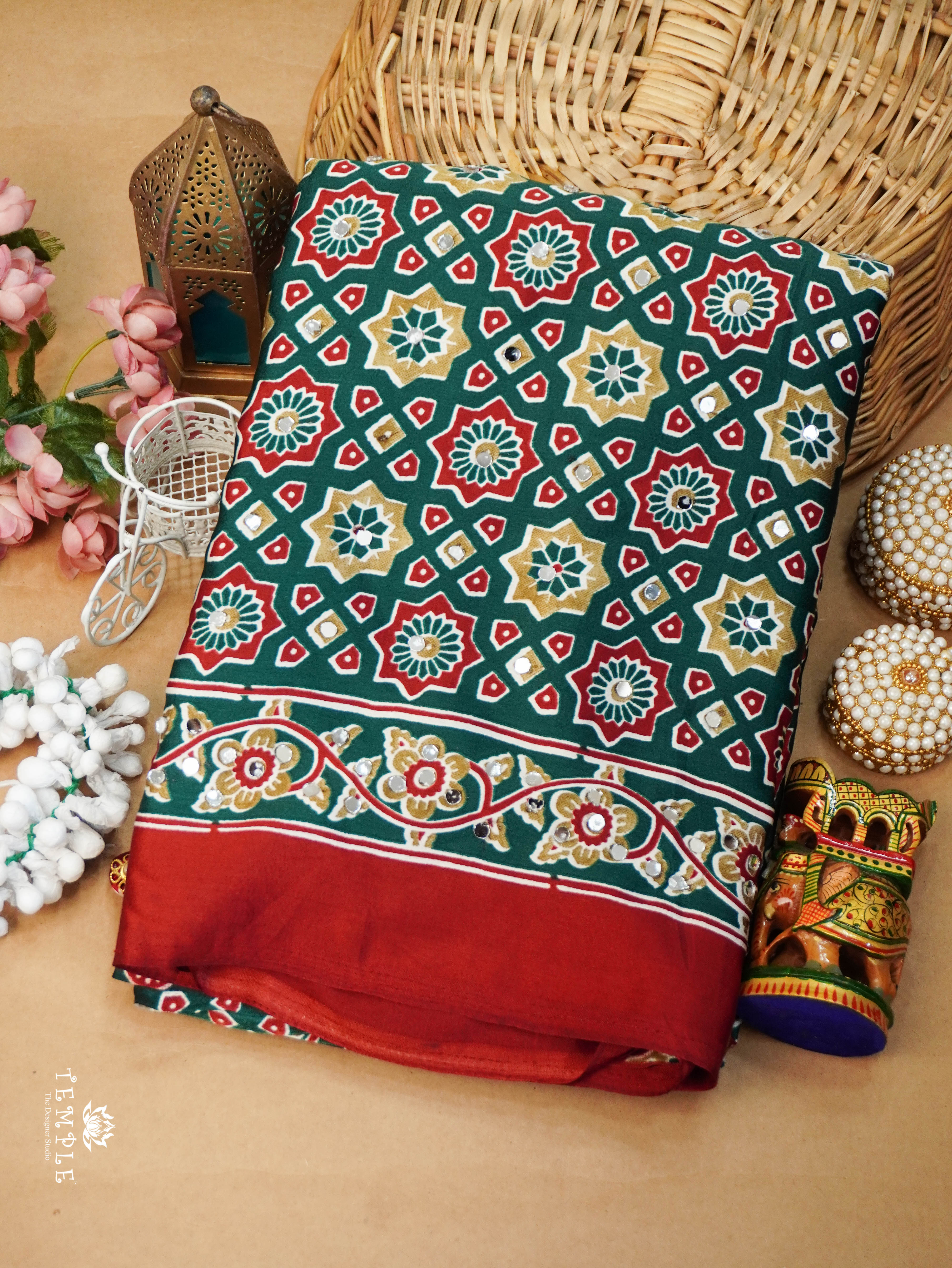 Ajrakh Printed Modal Silk Saree | TTDS3125