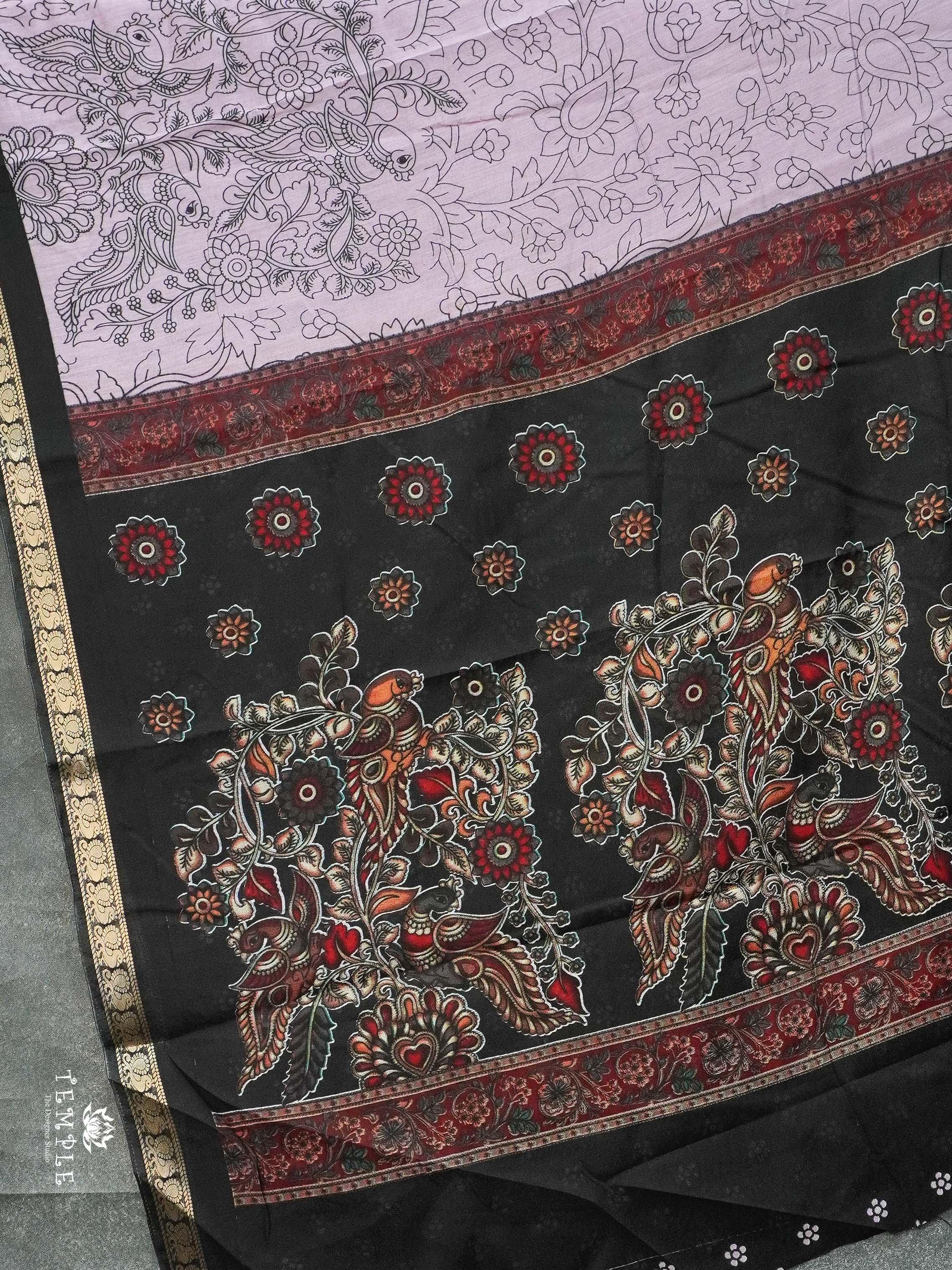 Kalamkari Printed Chanderi Cotton Saree | TTDS2116