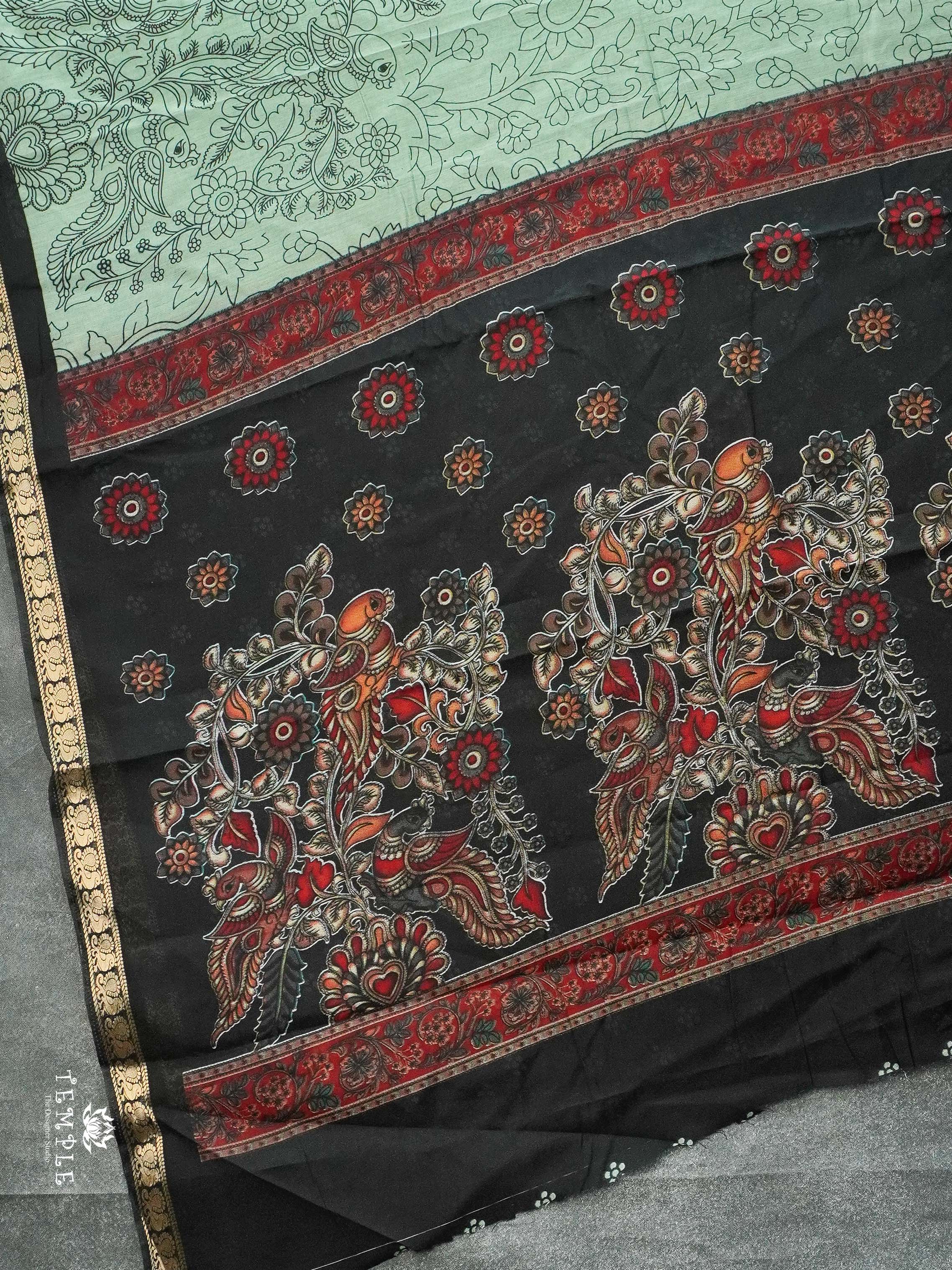 Kalamkari Printed Chanderi Cotton Saree | TTDS2116