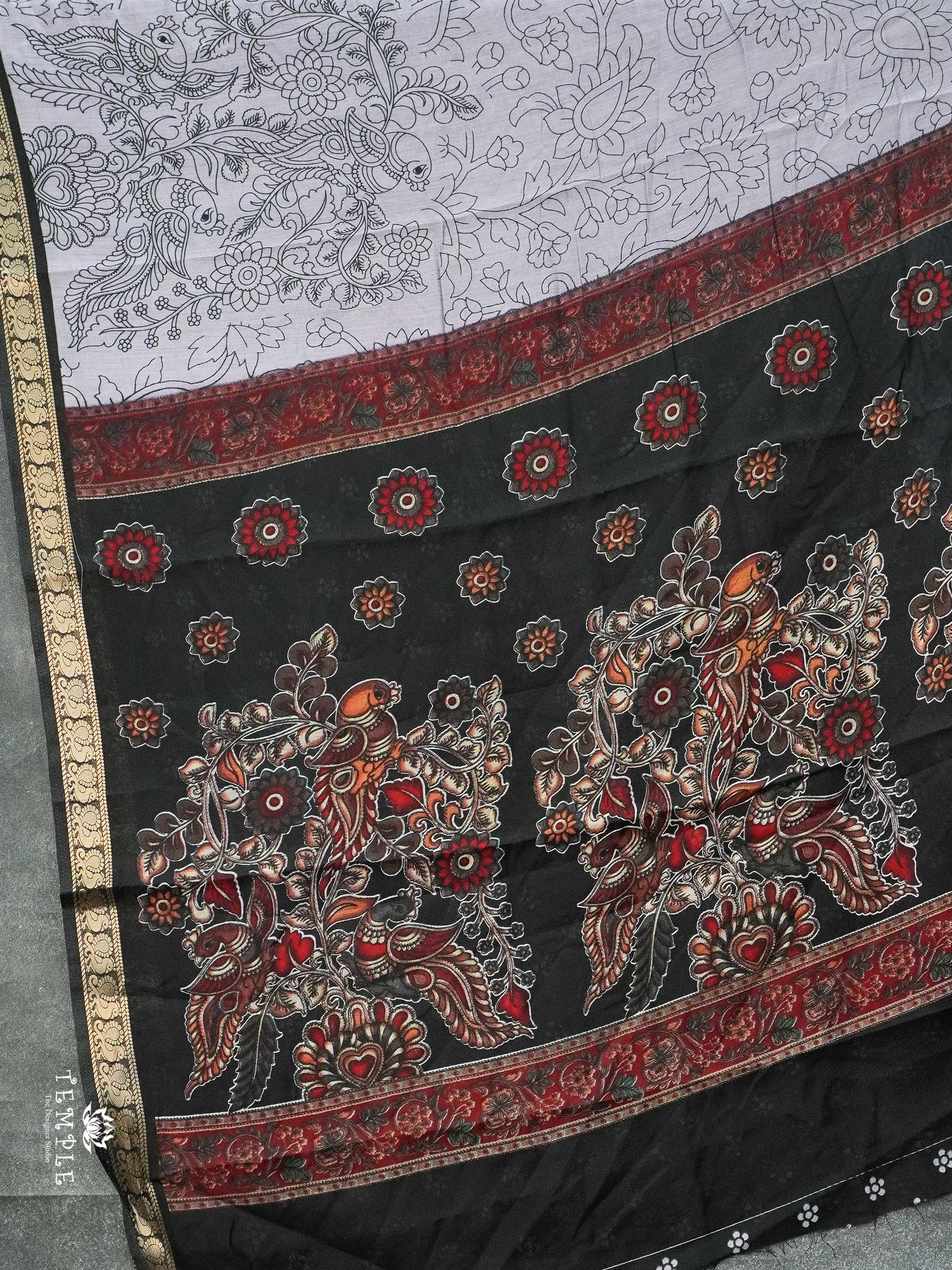 Kalamkari Printed Chanderi Cotton Saree | TTDS2116