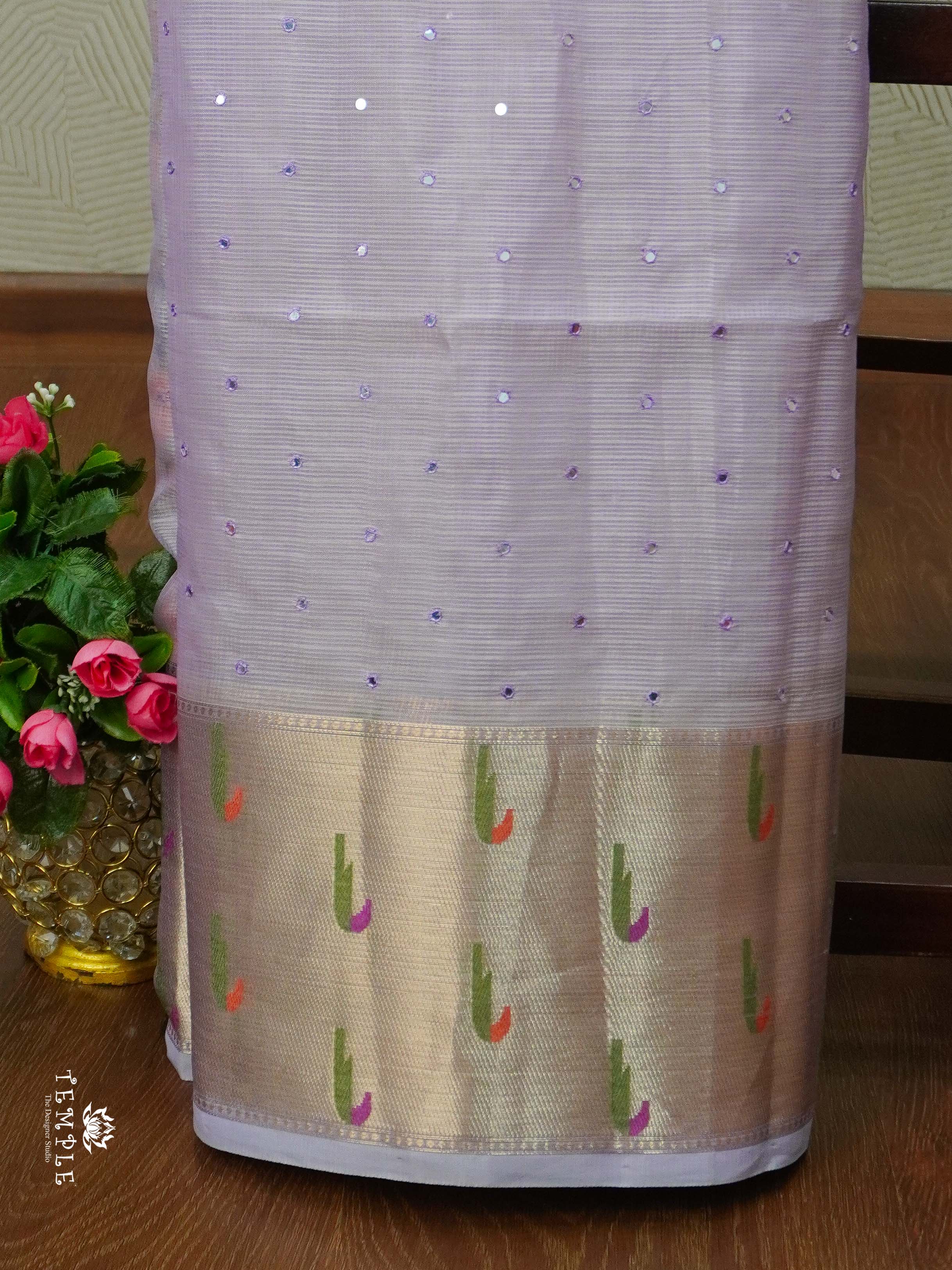 Zari Kota Saree With Applique Work ( Lavendar) | TTDS2125