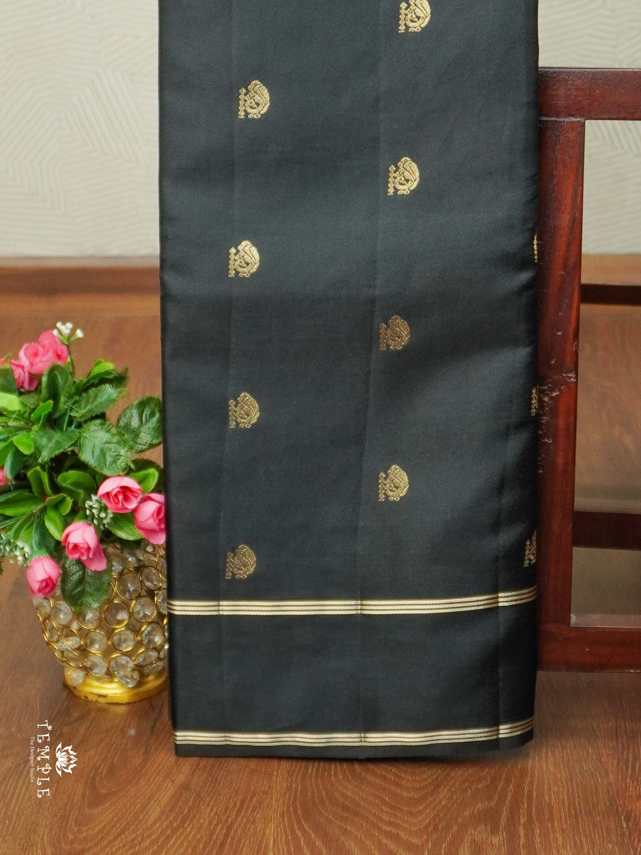 Warm Silk Saree With Annam Motifs ( Black) | TTDS1796.