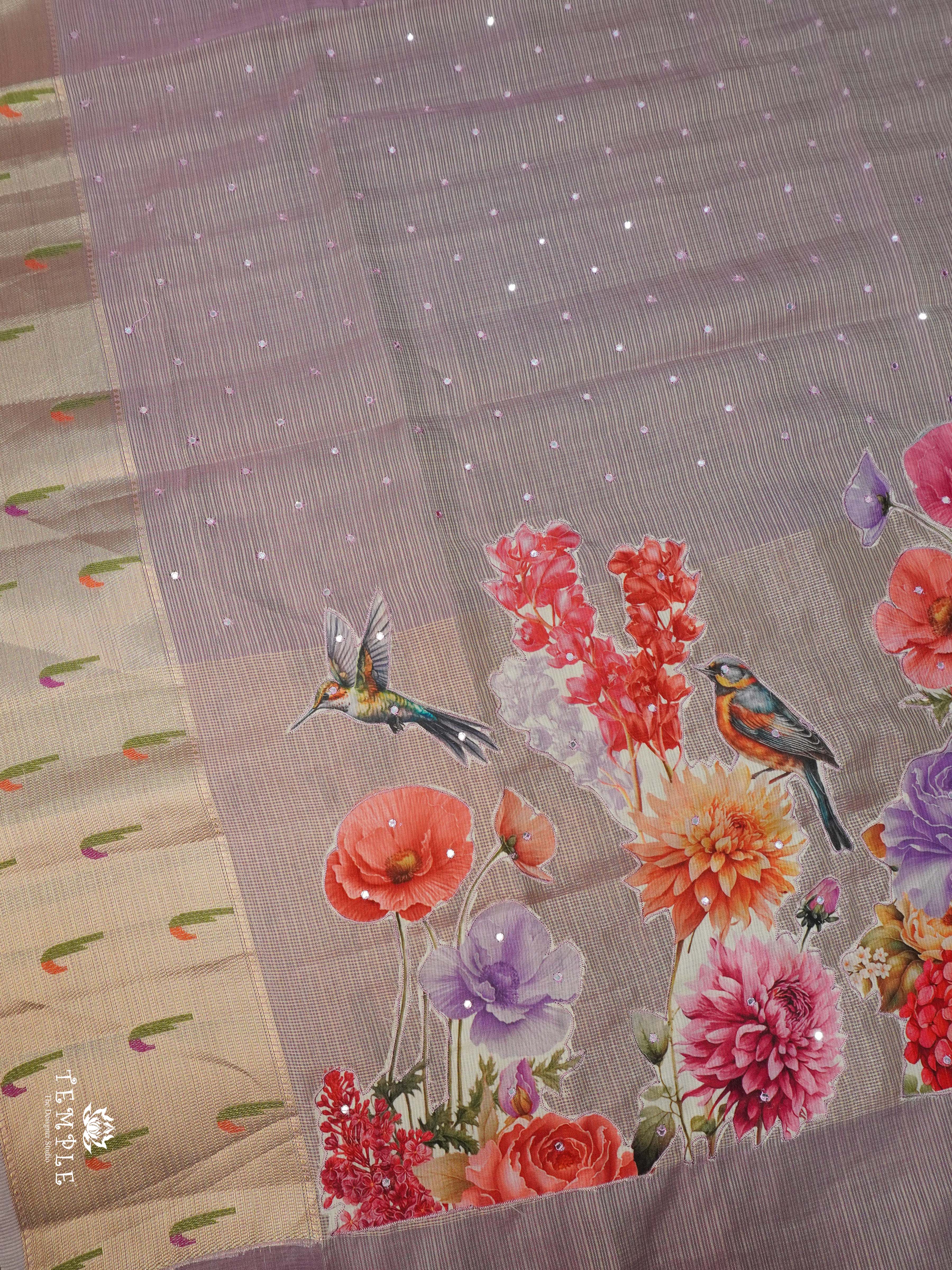 Zari Kota Saree With Applique Work ( Pink) | TTDS2125