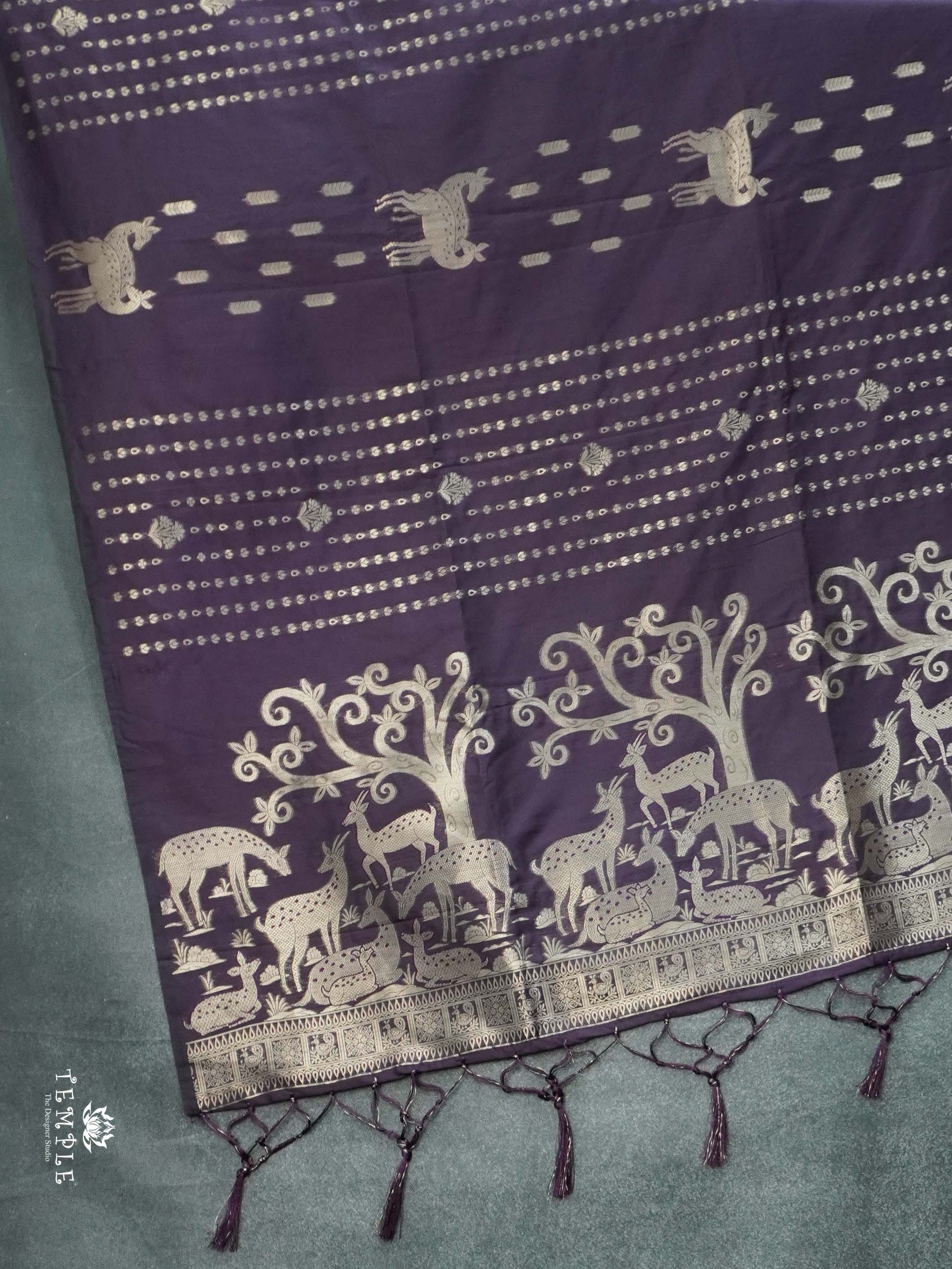 Semi Soft Silk Saree with Deer Motifs | TTDS2648
